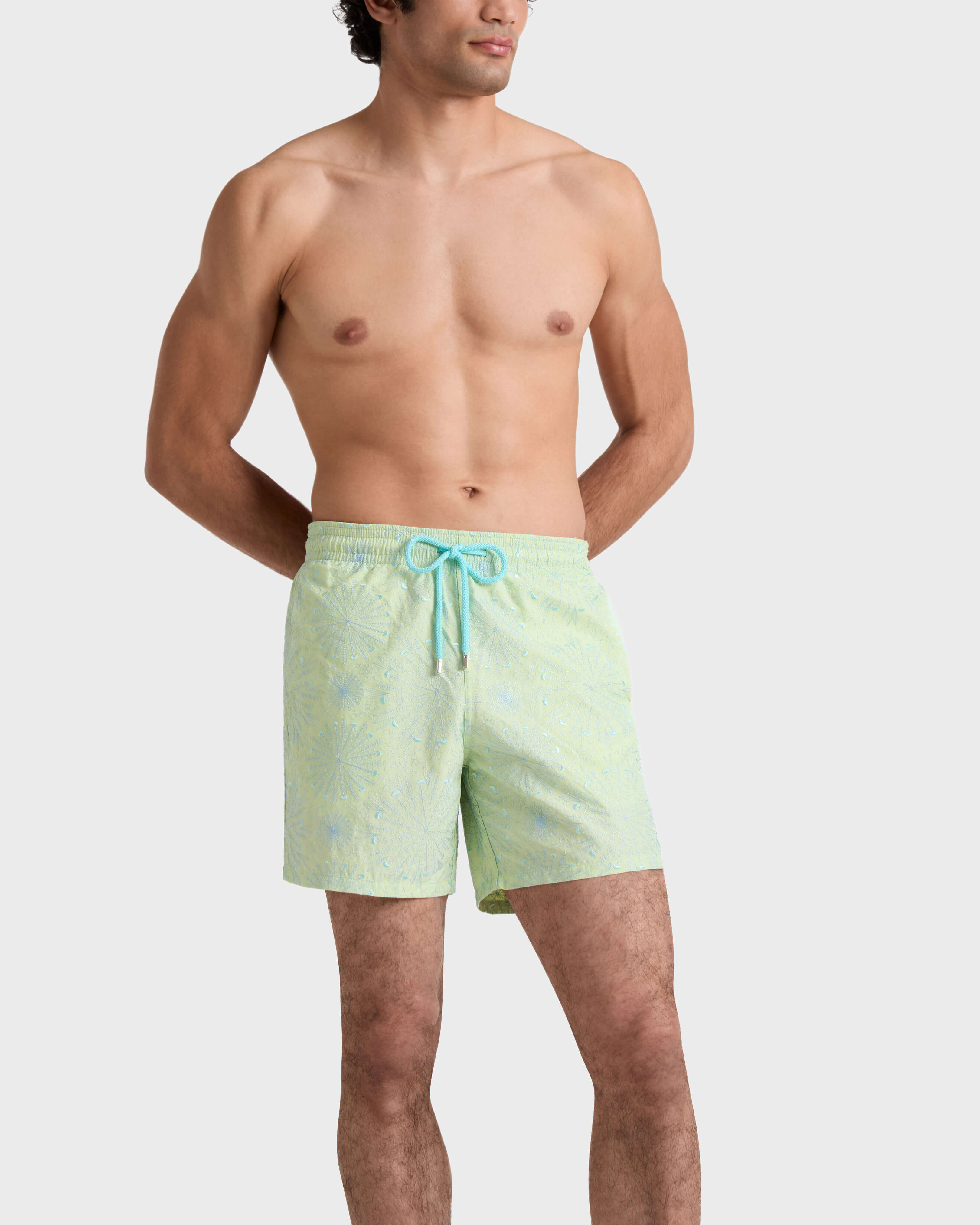 Men Embroidered Swim Shorts Mosaic Urchin - Limited Edition MACAROON frontworn view