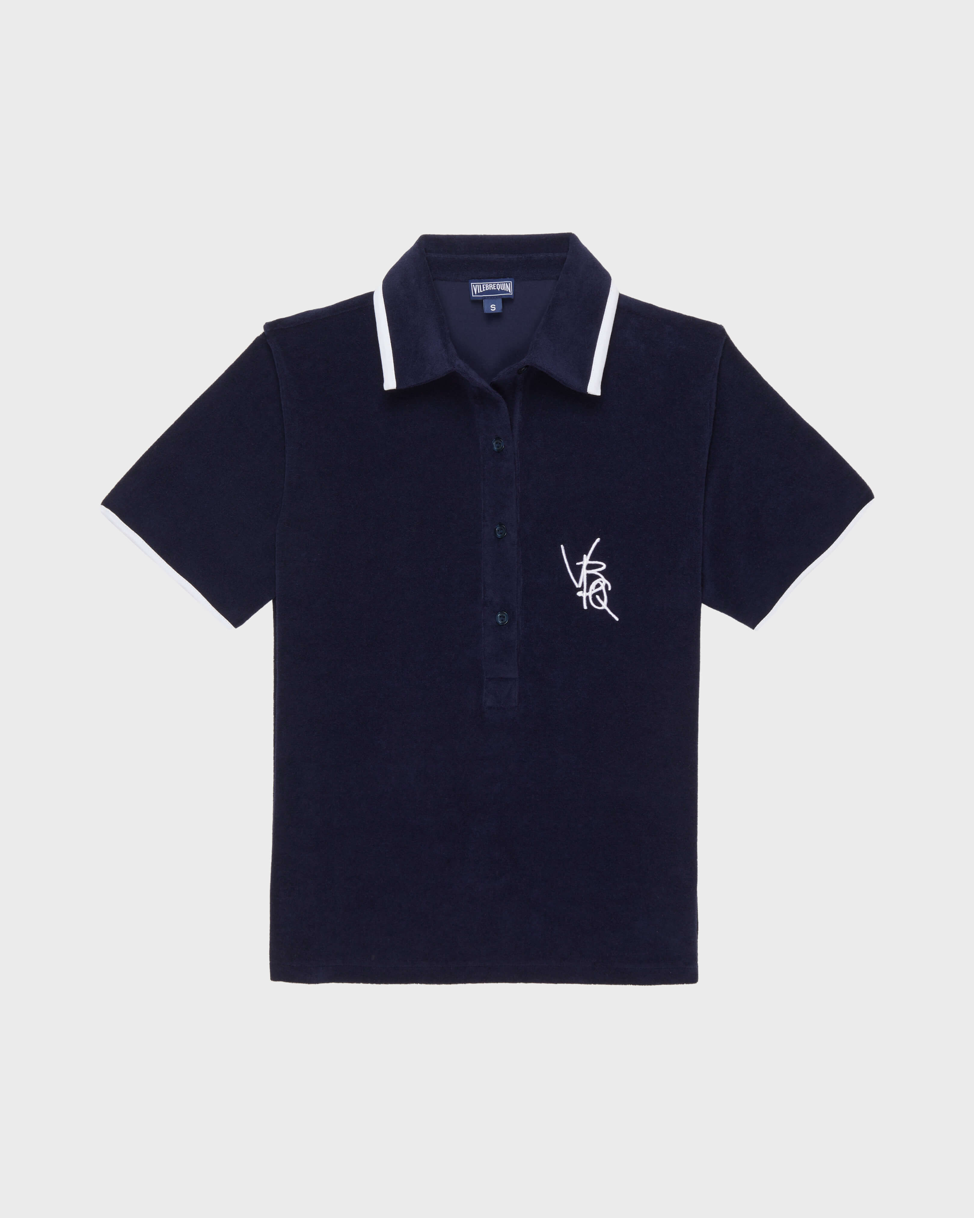 Women Terry Polo VBQ Line NAVY front view