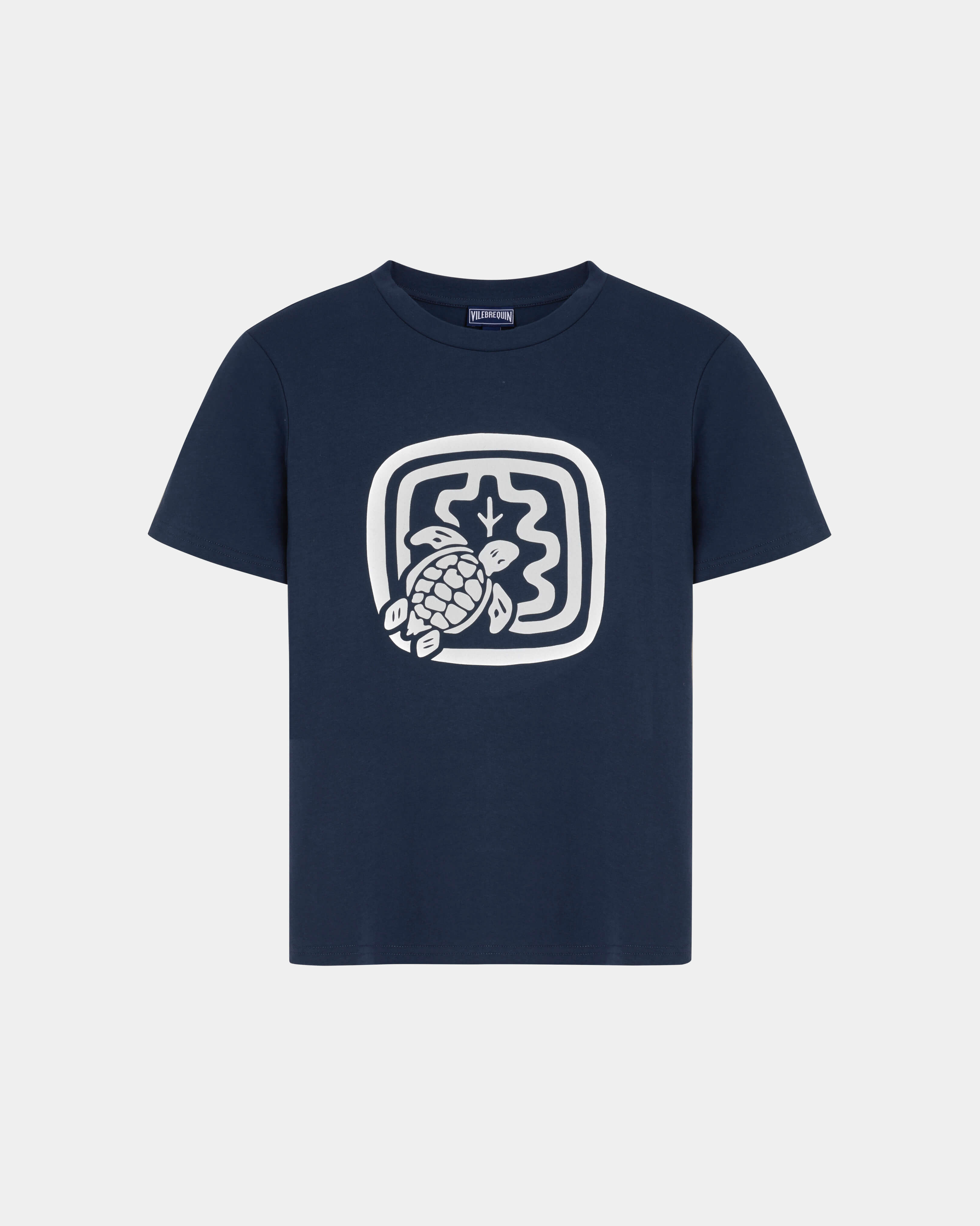 Women Organic Cotton T-Shirt - Vilebrequin x Ines de la Fressange NAVY front view