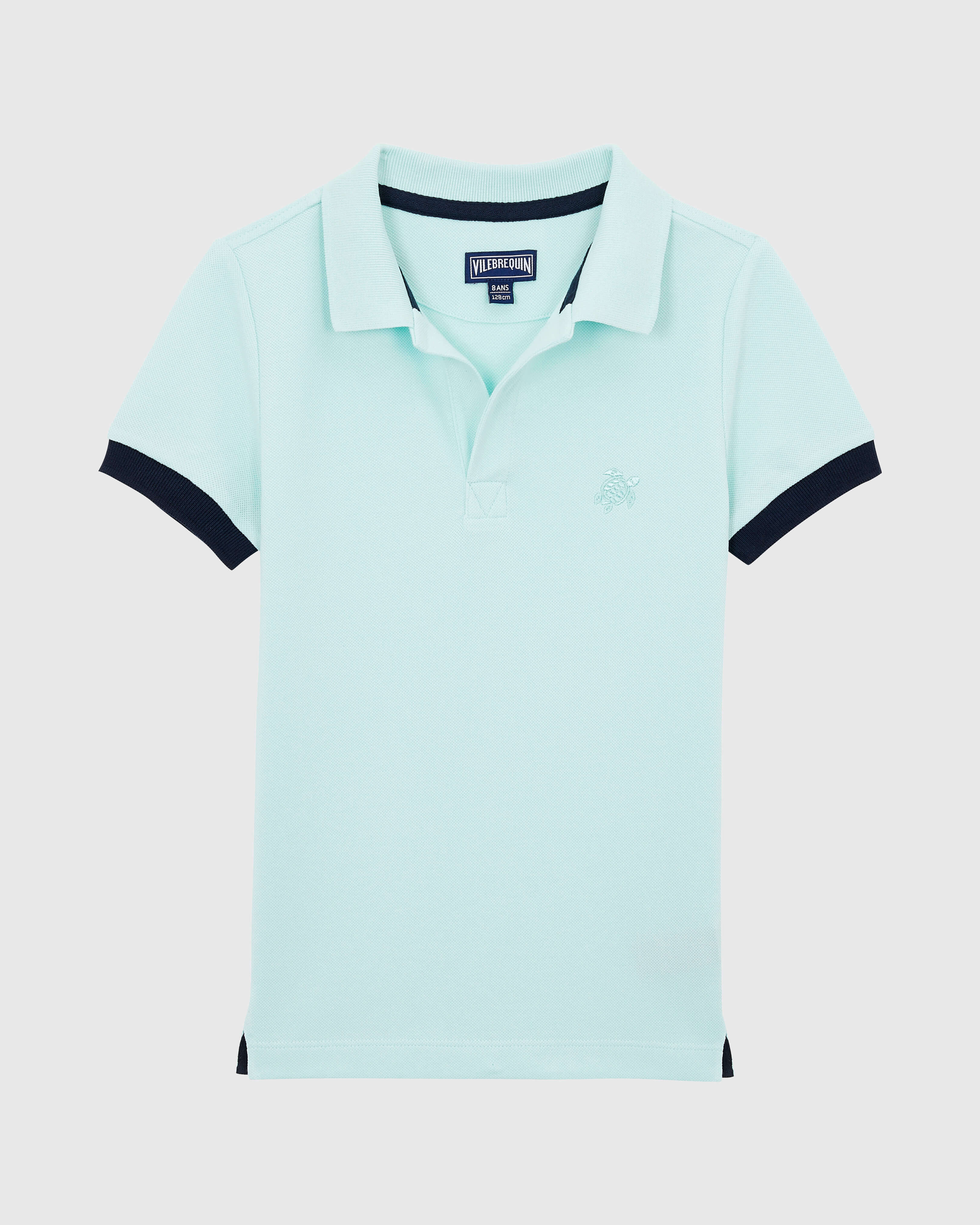 Boys Organic Cotton Polo Solid PACIFIC front view