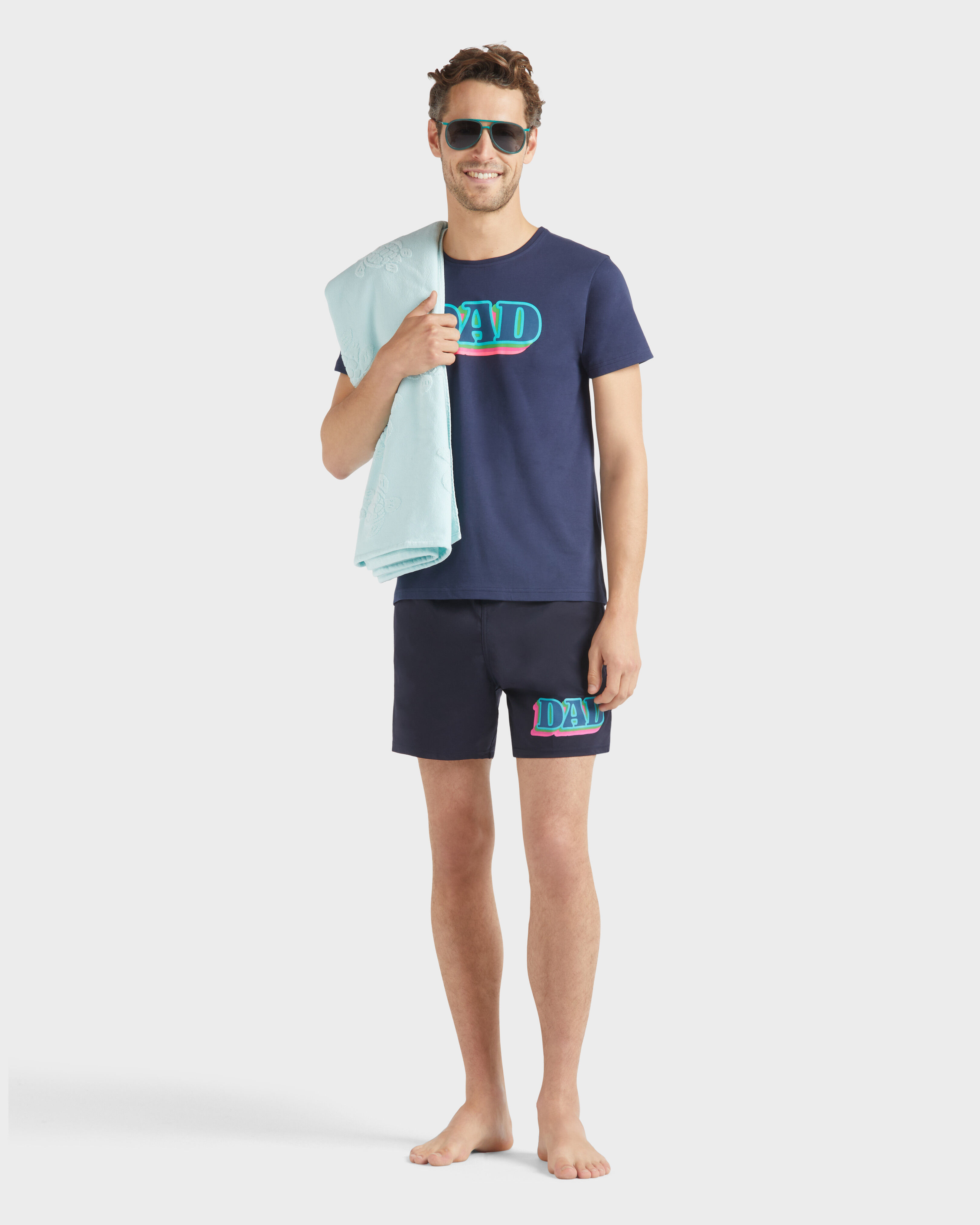 Men Organic Cotton T-shirt Dad and Son NAVY supp1 view