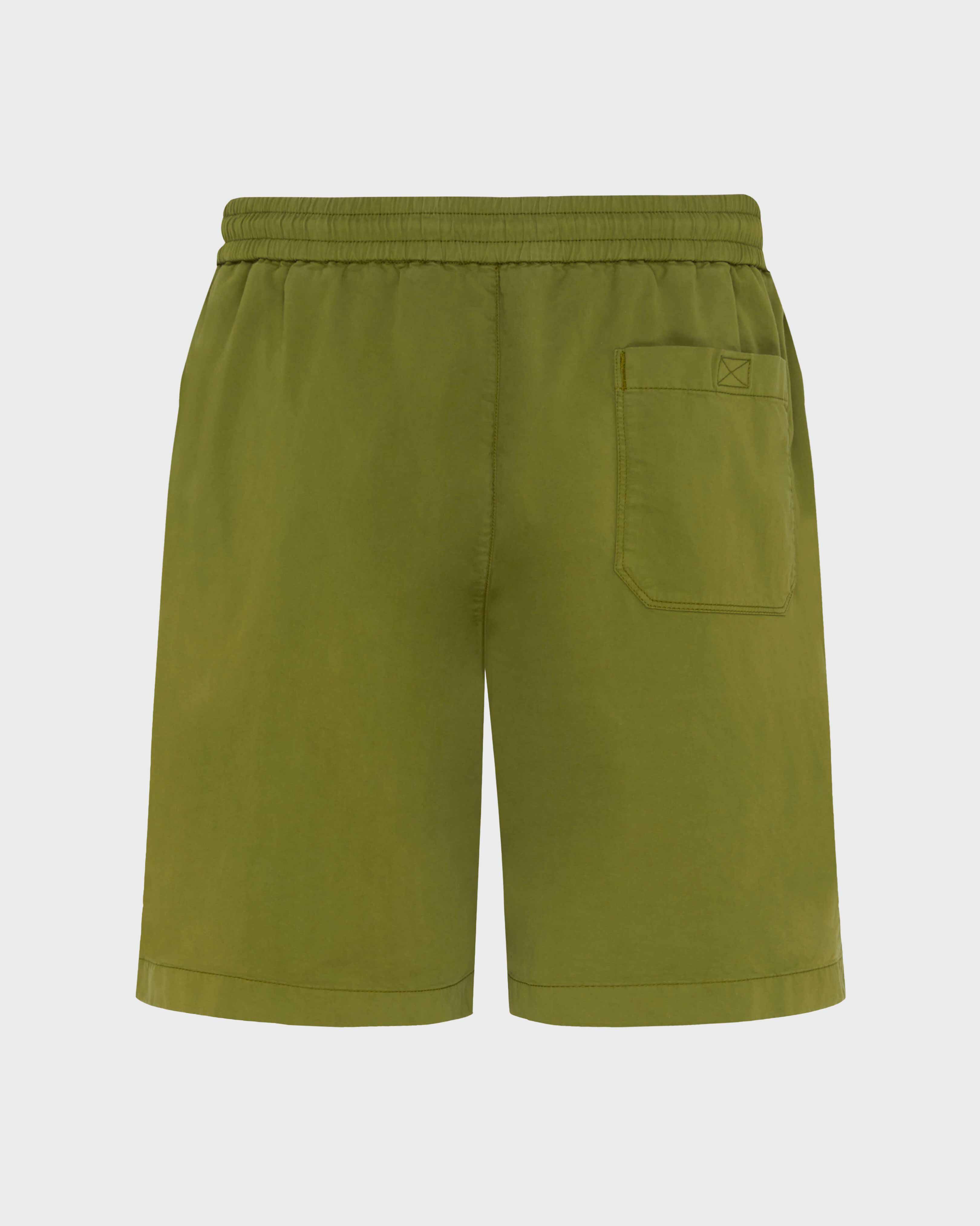 Bermudas de algodón satinado con cintura elástica para hombre CAQUI back view