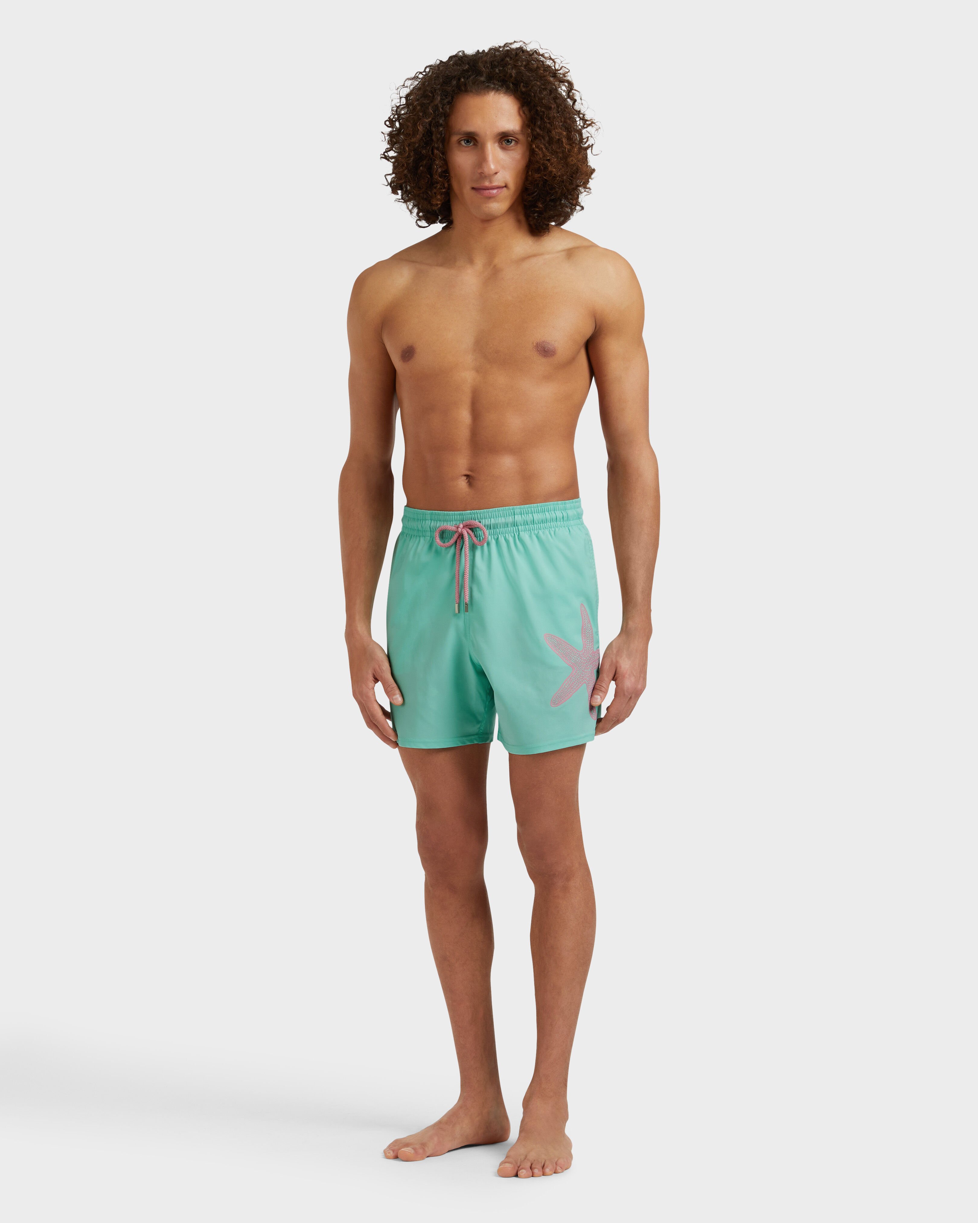 Men Stretch Short Swim Shorts Placed Starlette CARIBBEAN frontworn view