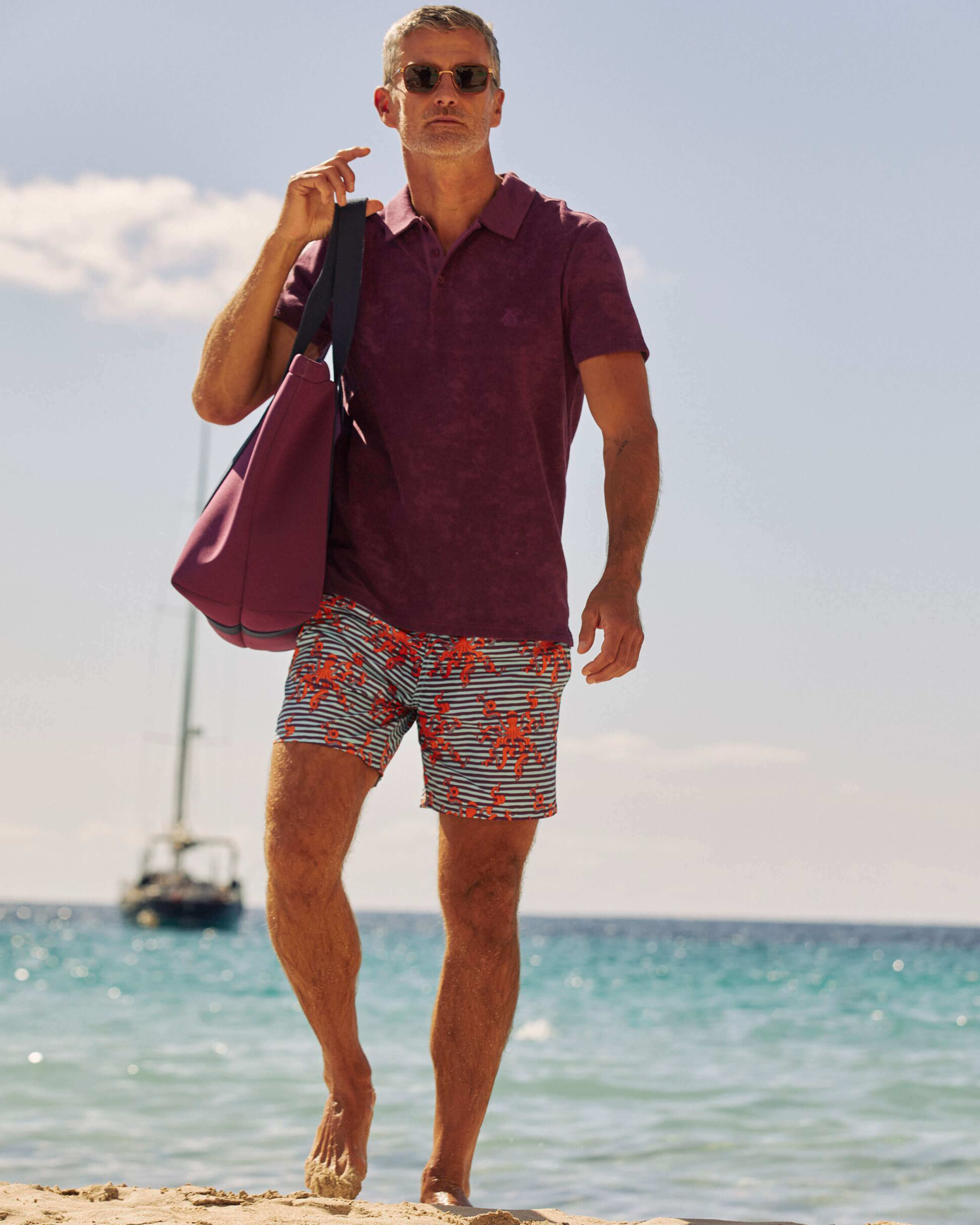 Bañador bicolor con estampado Octopus in Stripes para hombre OXYGENE lifestyle view