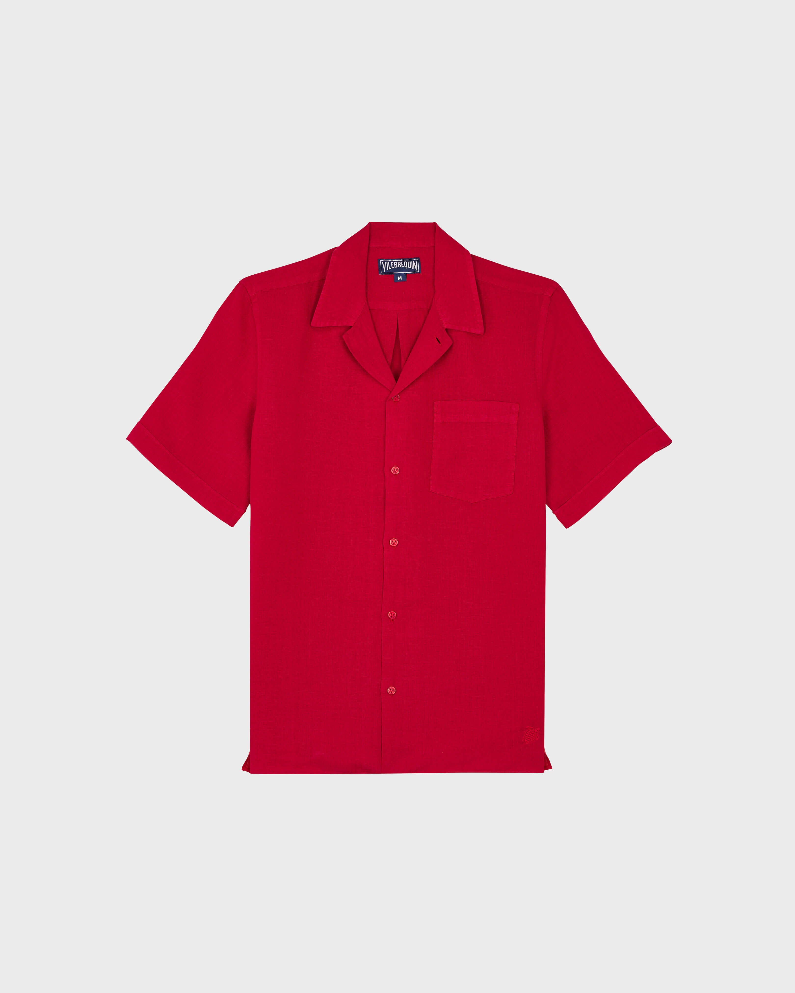 Camisa de bolos de lino de color liso para hombre MOULIN ROUGE front view