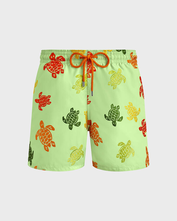 Vilebrequin - Men Swim Shorts Embroidered Tortue Multicolore - Limited Edition - Swimwear - Mistral - Green - Size M