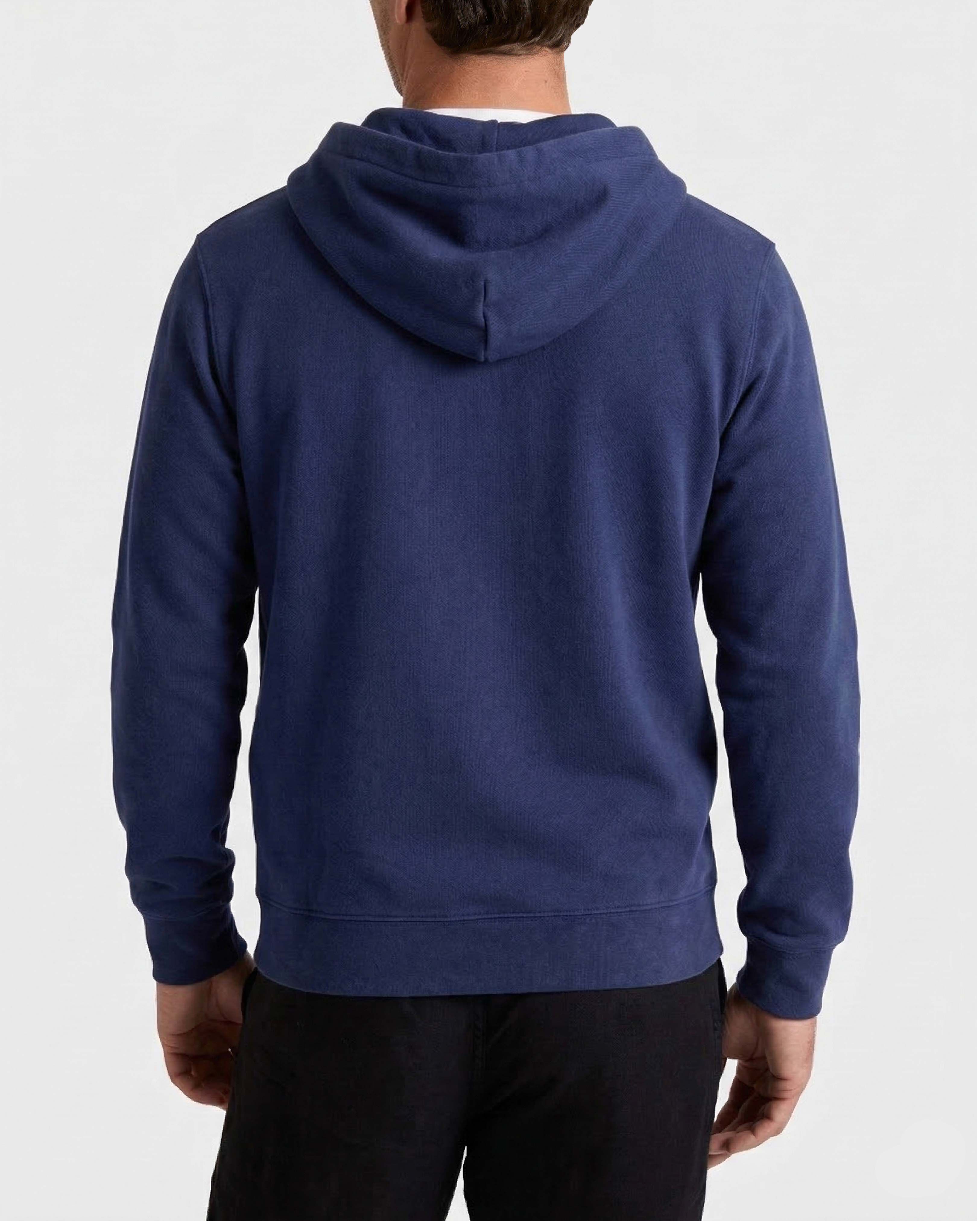 Solid Kapuzenpullover aus Baumwolle für Herren MARINEBLAU backworn view