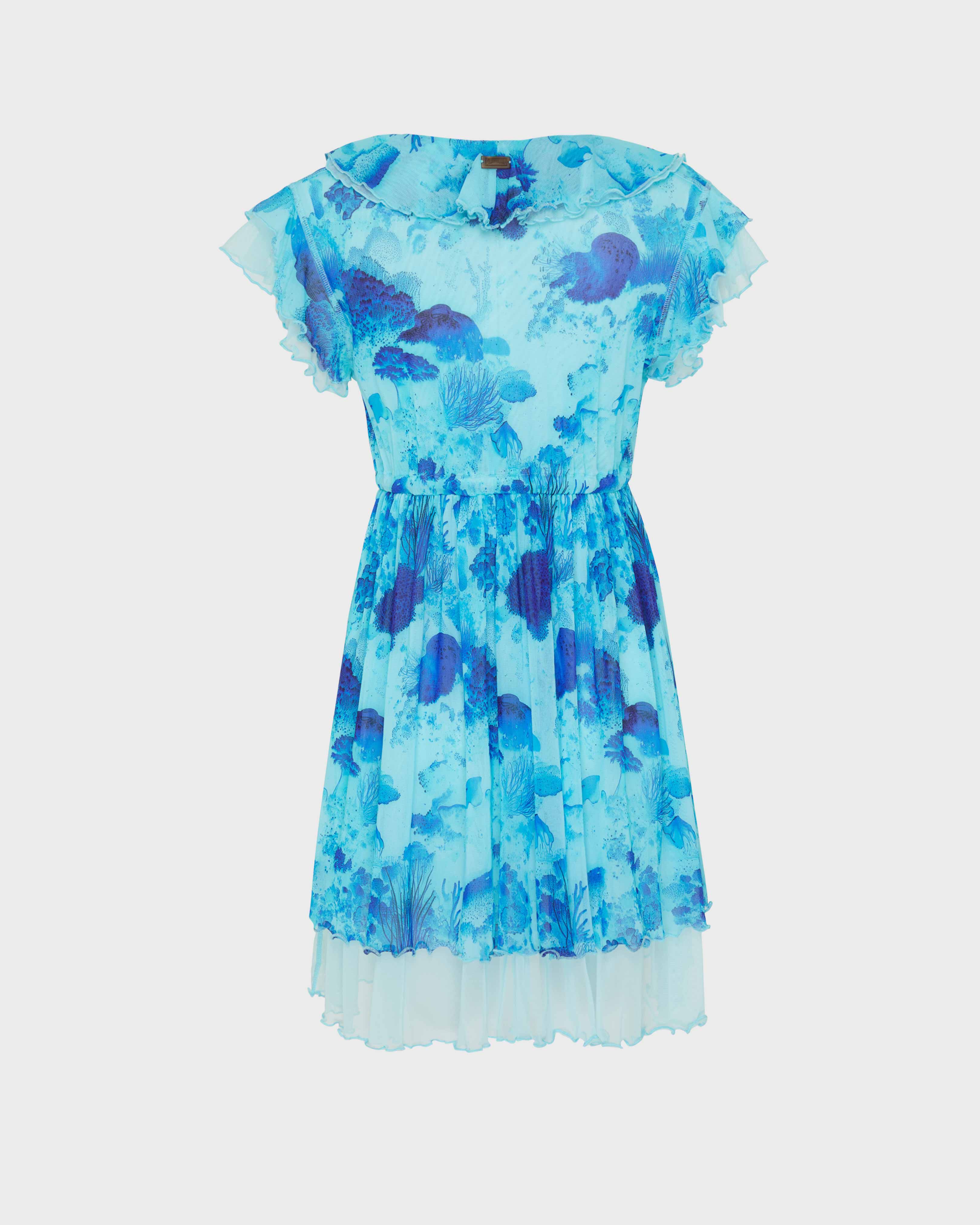Vestito corto donna in tulle Coral Reef OXYGENE back view