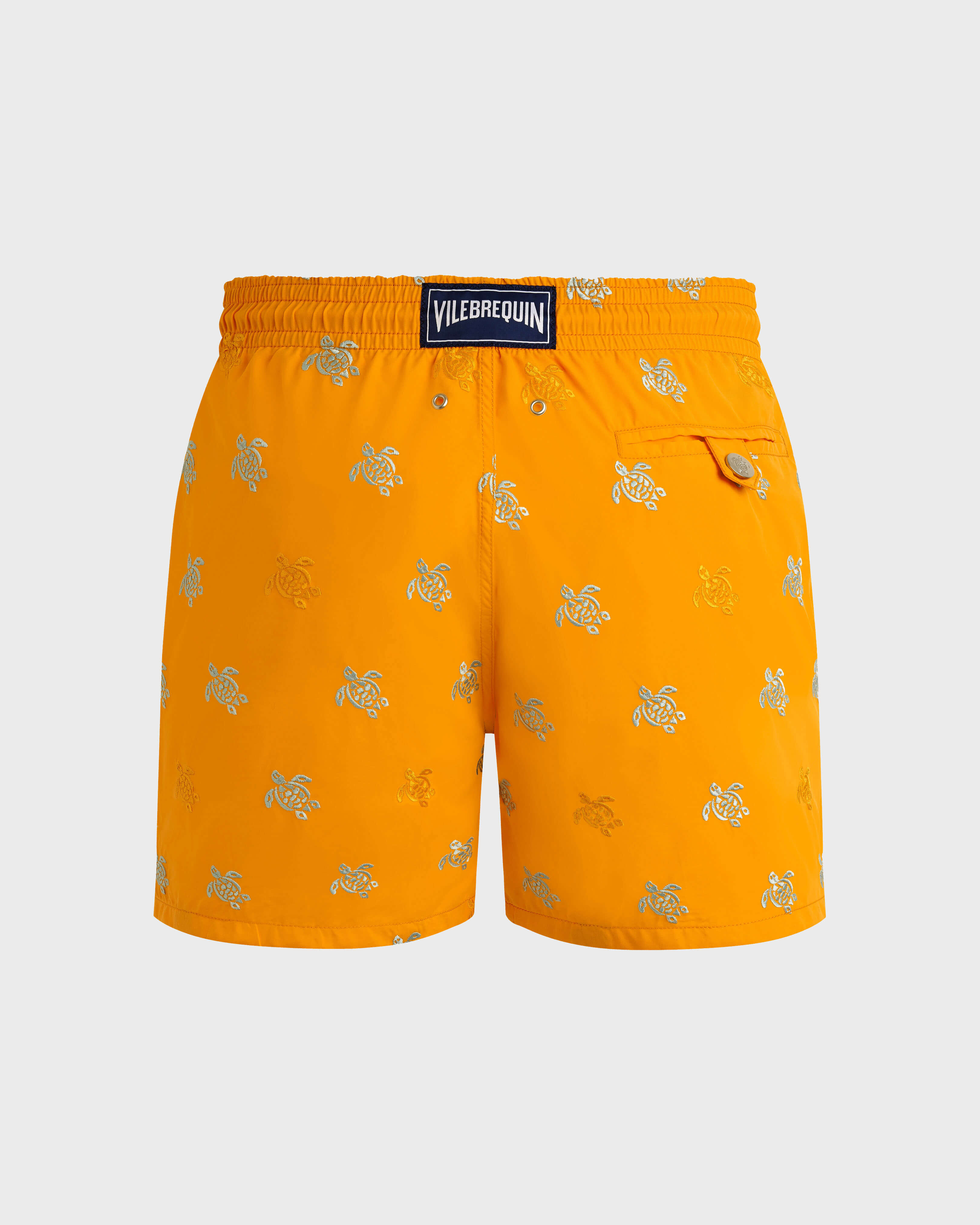 Men Swim Trunks Embroidered Micro Ronde des Tortues Diagonale - Limited Edition CARROT back view