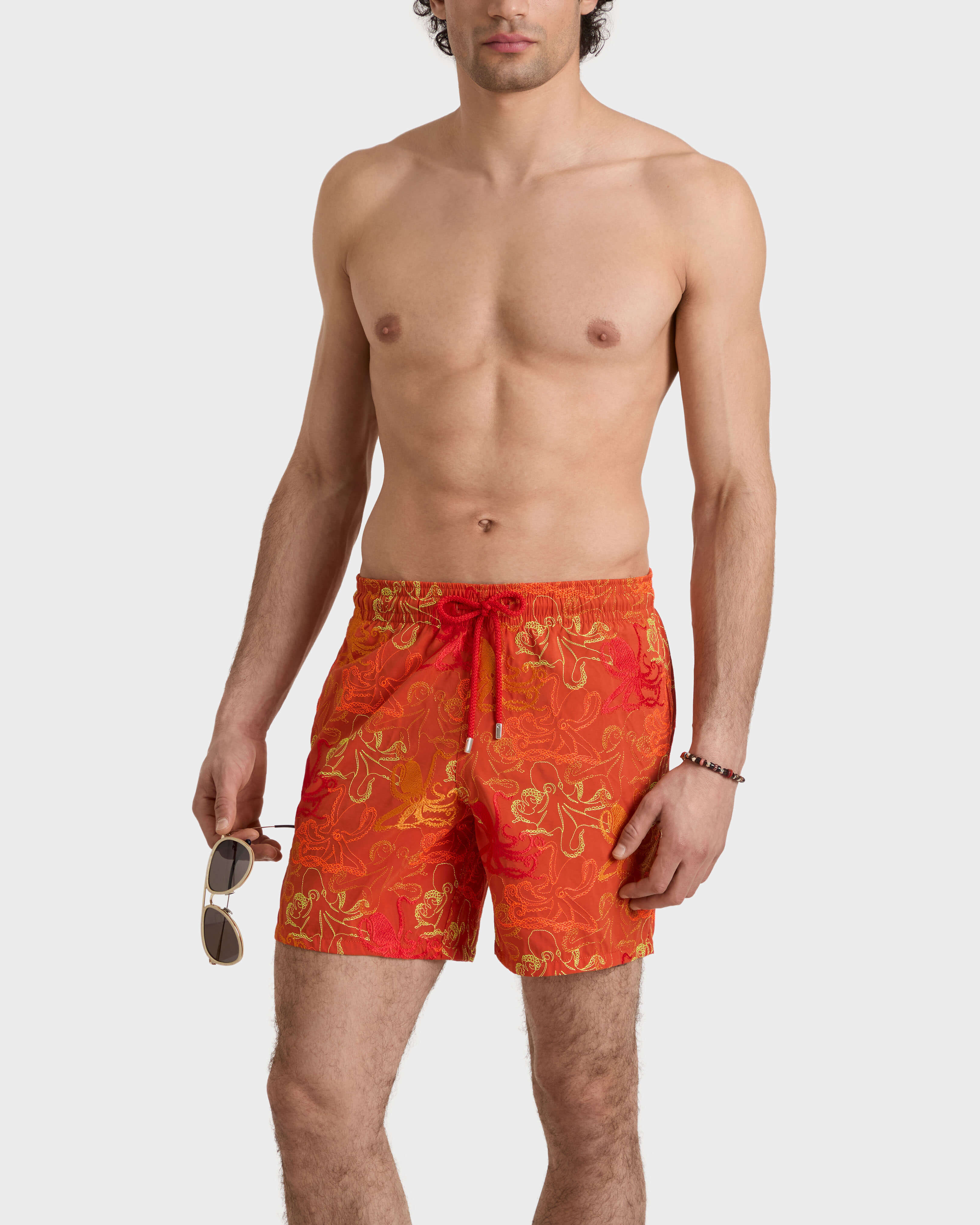 Pantaloncini mare uomo ricamati Octopussy - Edizione limitata RUST frontworn view