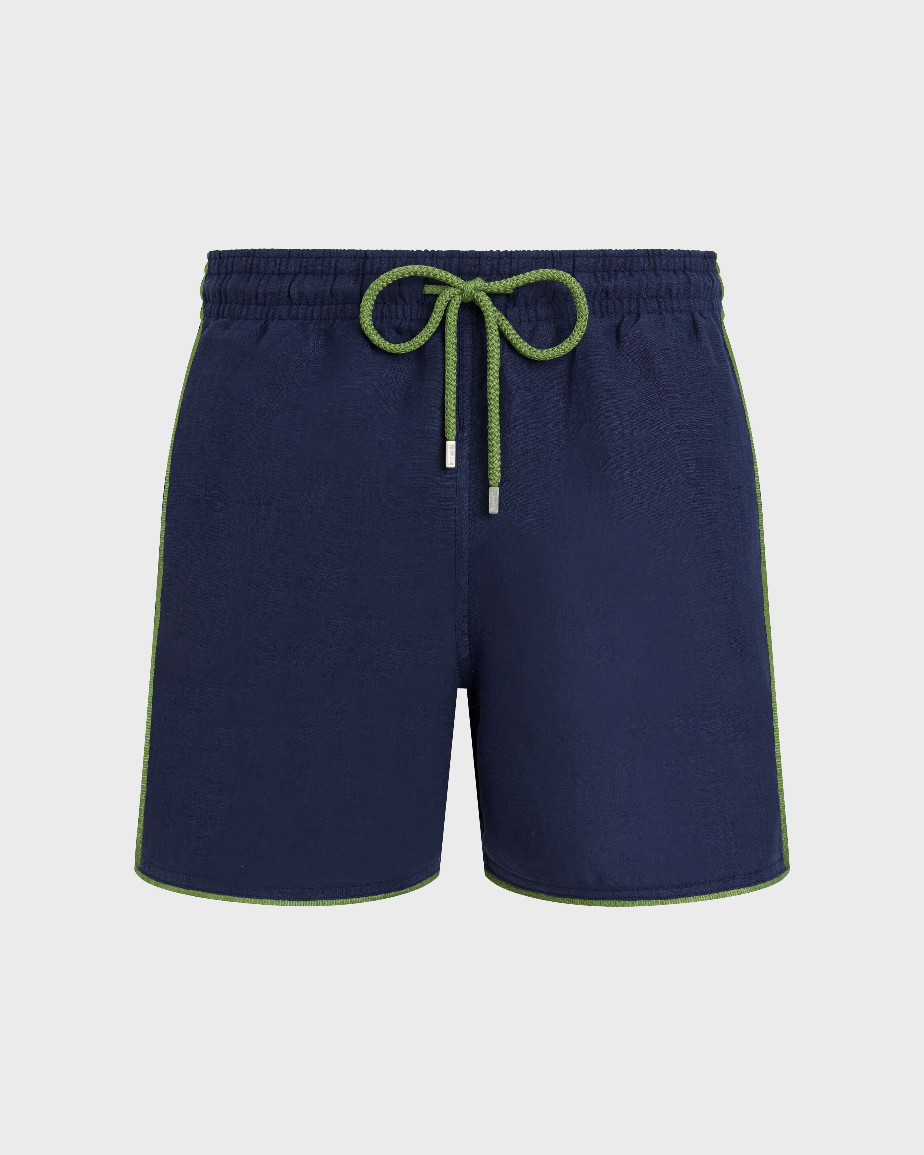 Men Linen Swim Shorts Solid NAVY front view