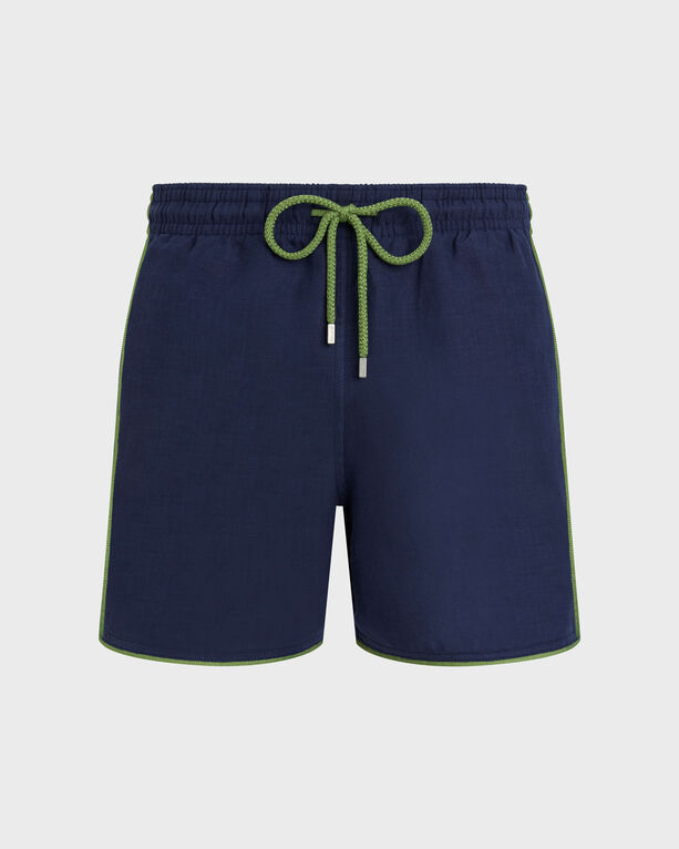 Vilebrequin - Men Linen Swim Shorts Solid - Swimwear - Mallorca - Blue - Size XXXL