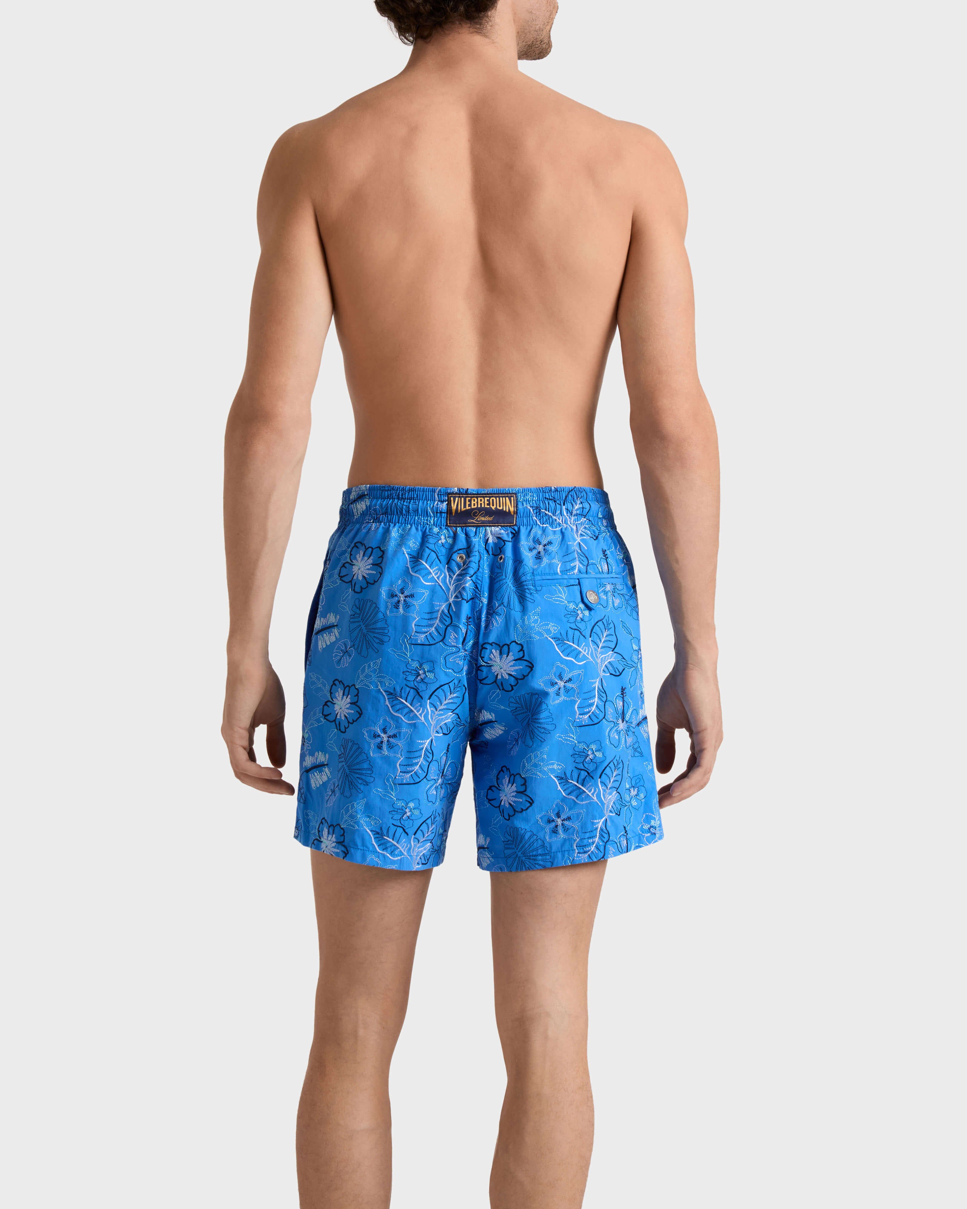 Pantaloncini mare uomo ricamati Island Flowers - Edizione limitata EARTHENWARE backworn view
