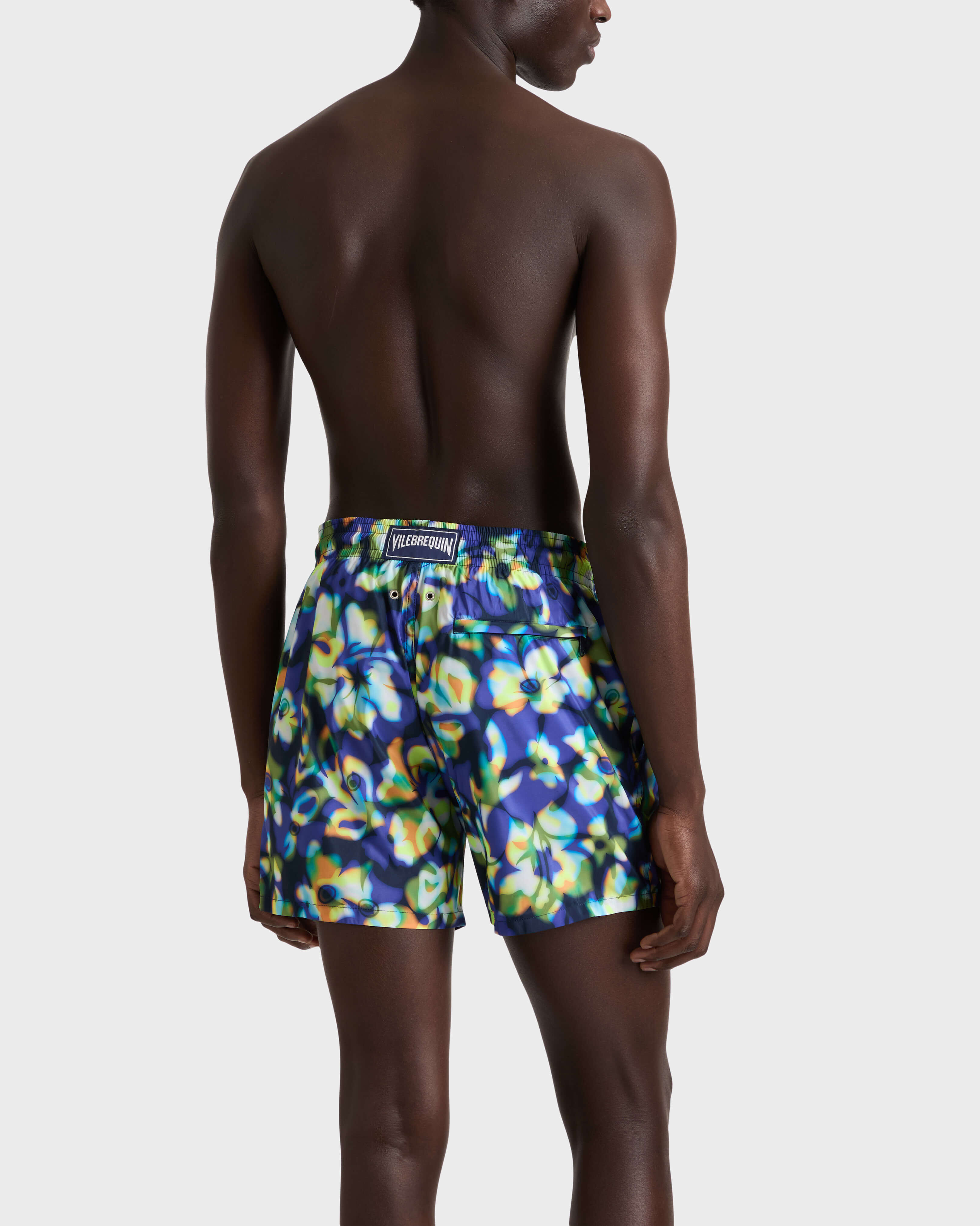 Men Ultra-light and packable Swim Shorts Frangipanier Trouble NAVY backworn view