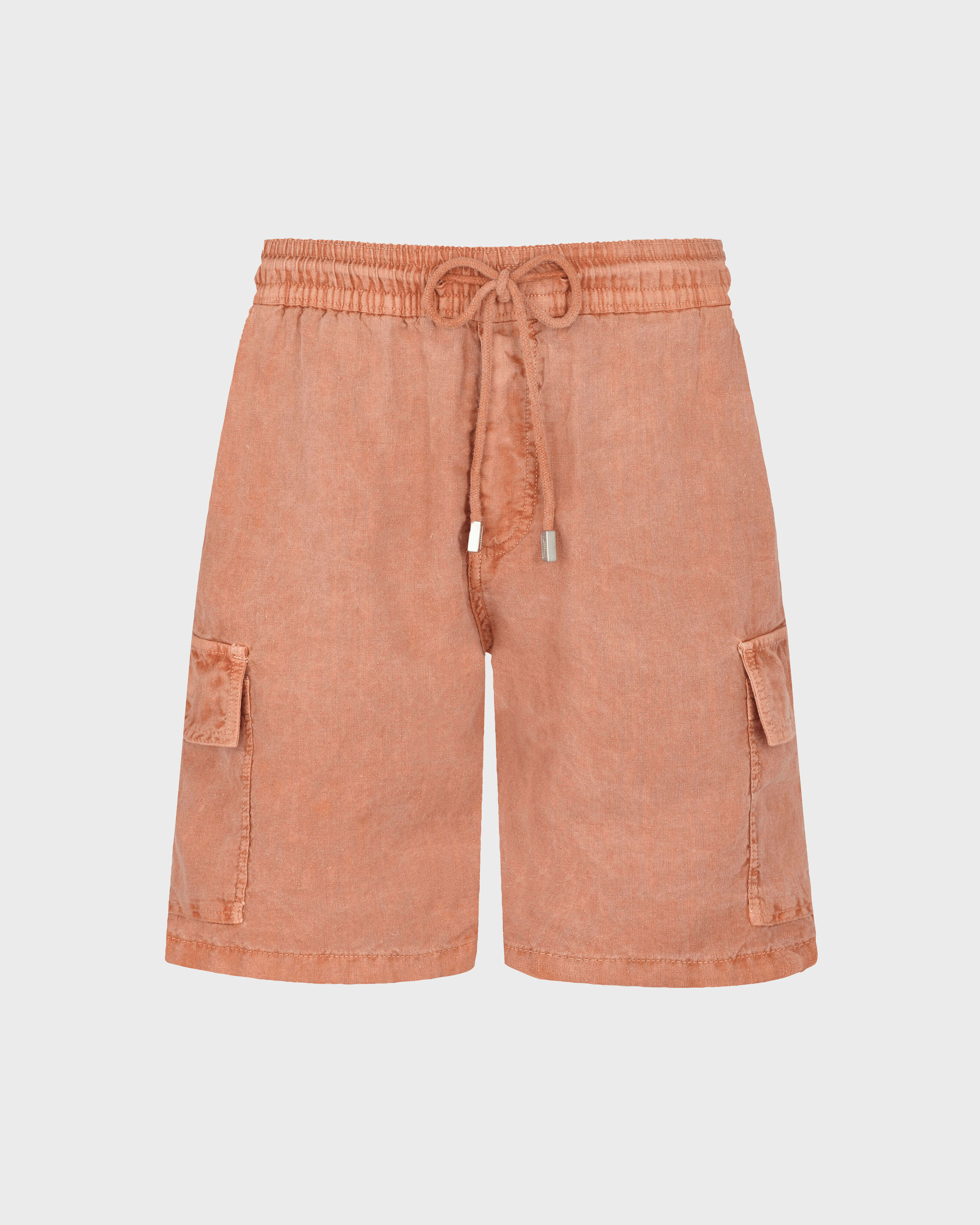 Men Linen Bermuda Shorts Mineral Dye POTTERY front view