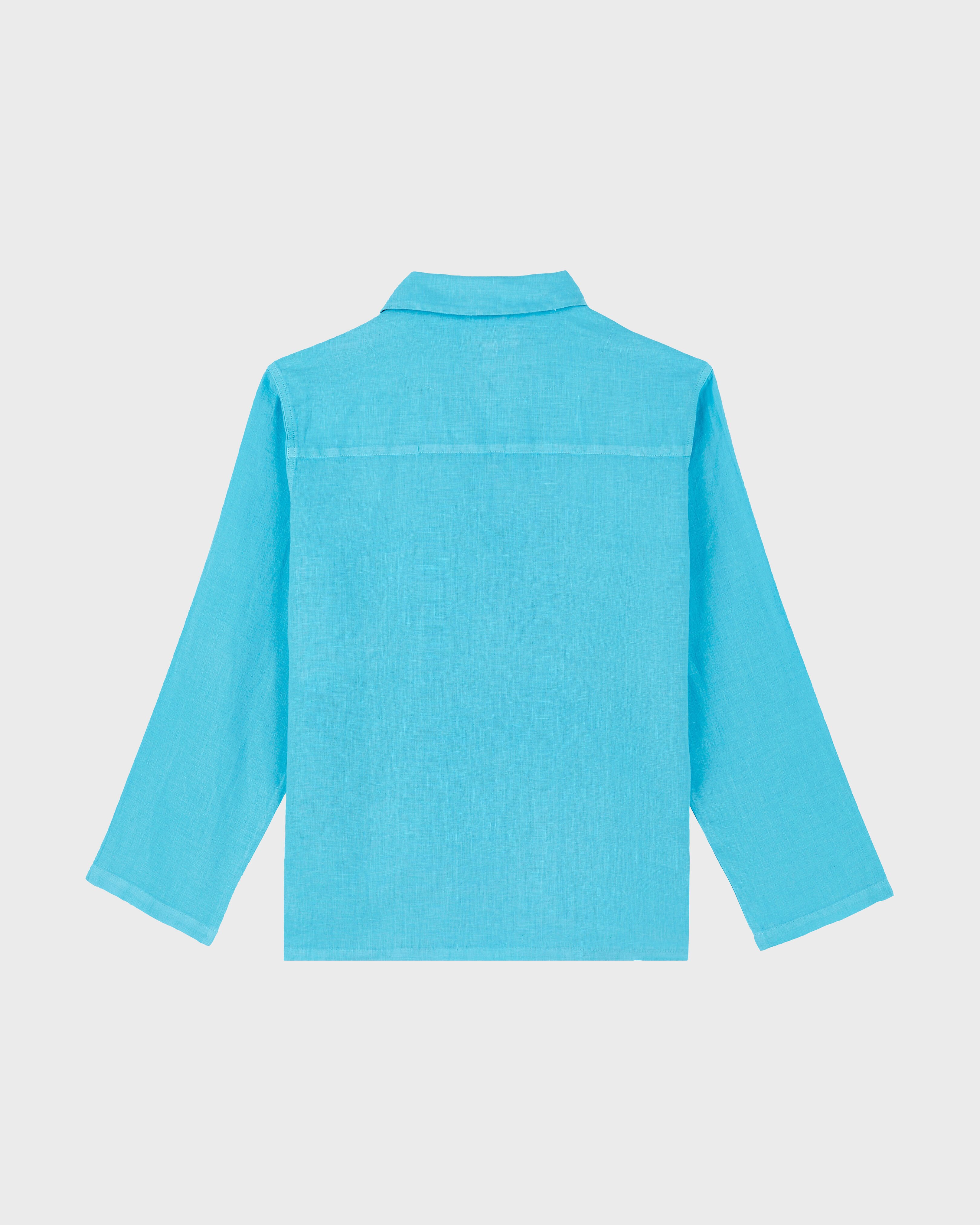 Men Linen Mineral Dye Overshirt Solid SANTORINI back view