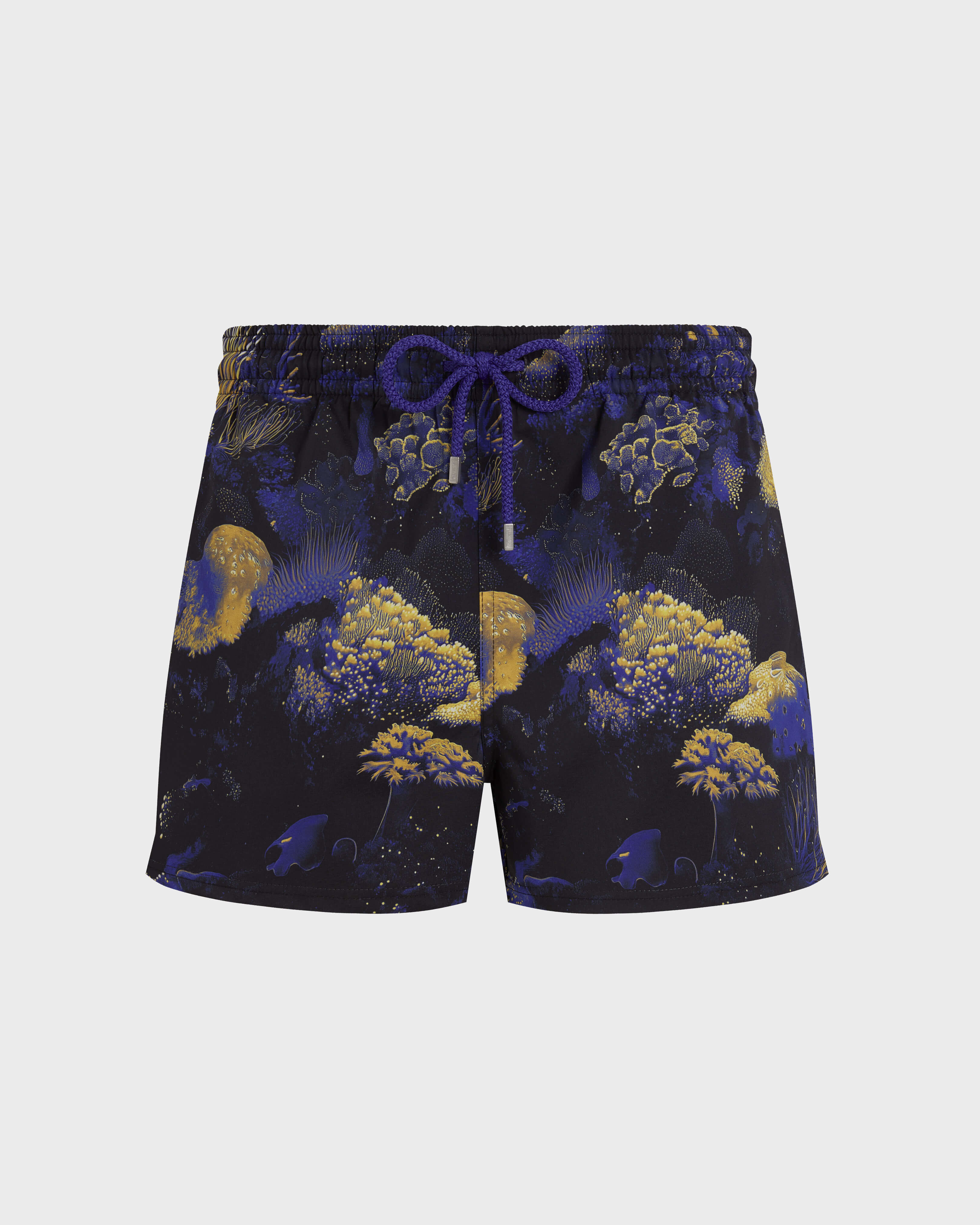 Kurze Coral Reef Stretch-Badeshorts für Herren SCHWARZ front view