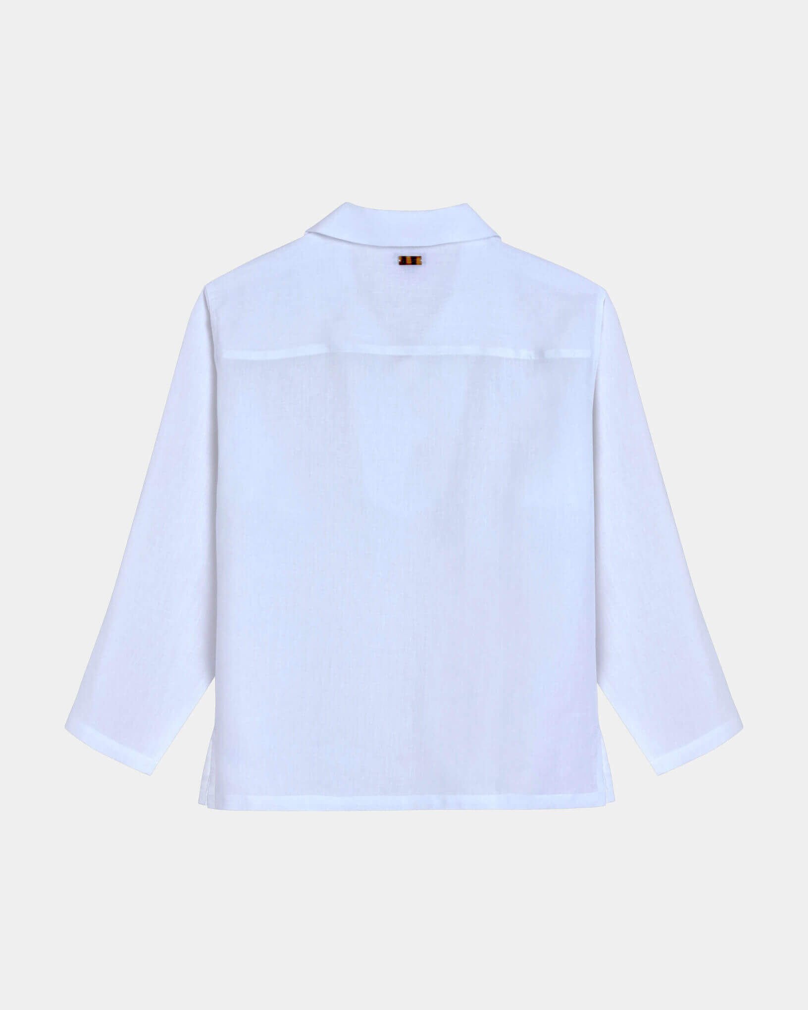 Camisa marinera de color liso para hombre BLANCO back view