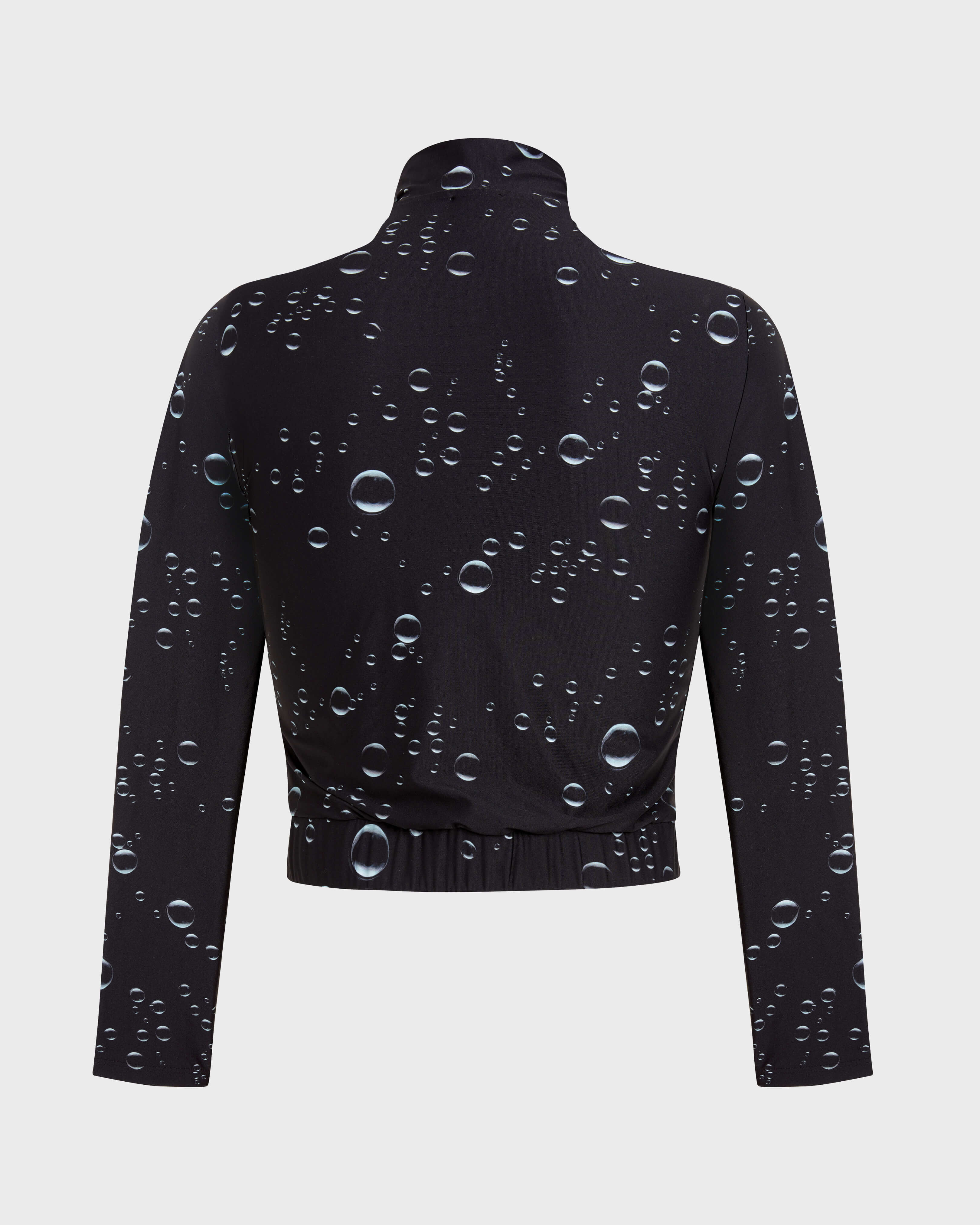 Rash guard corta donna con zip integrale Bubble 3D NERO back view