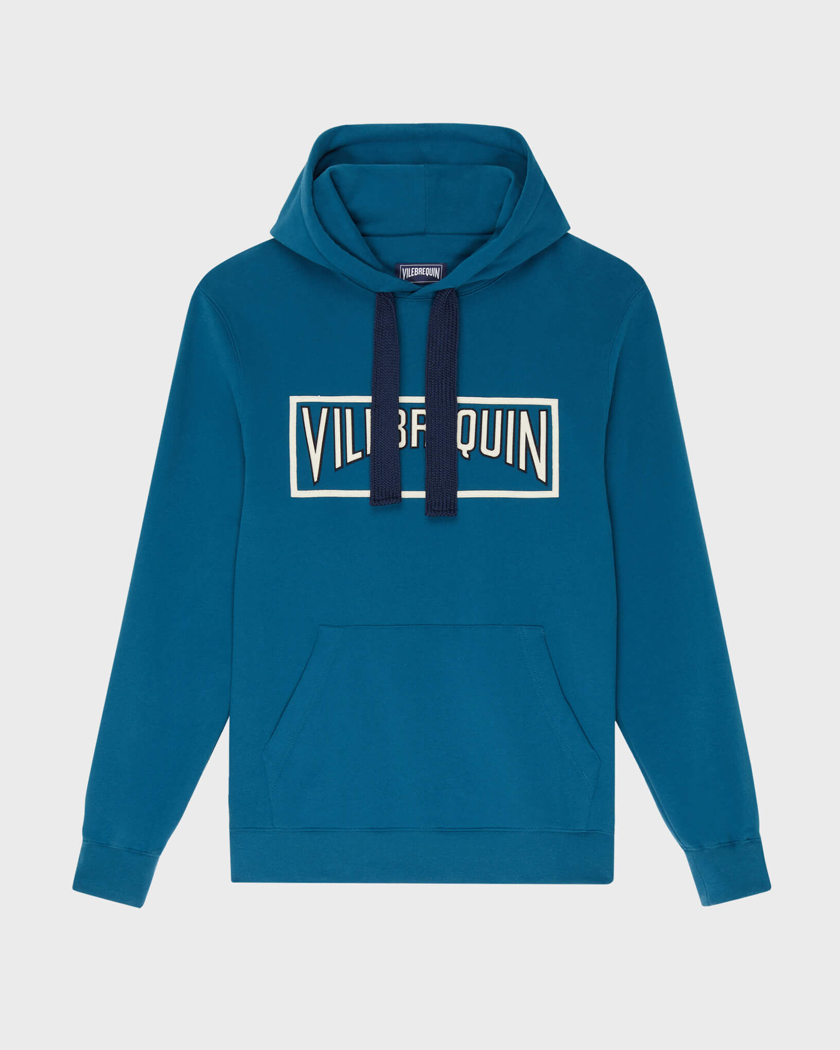 Men Cotton Hoodie Sweatshirt Solid PEACOCK front view