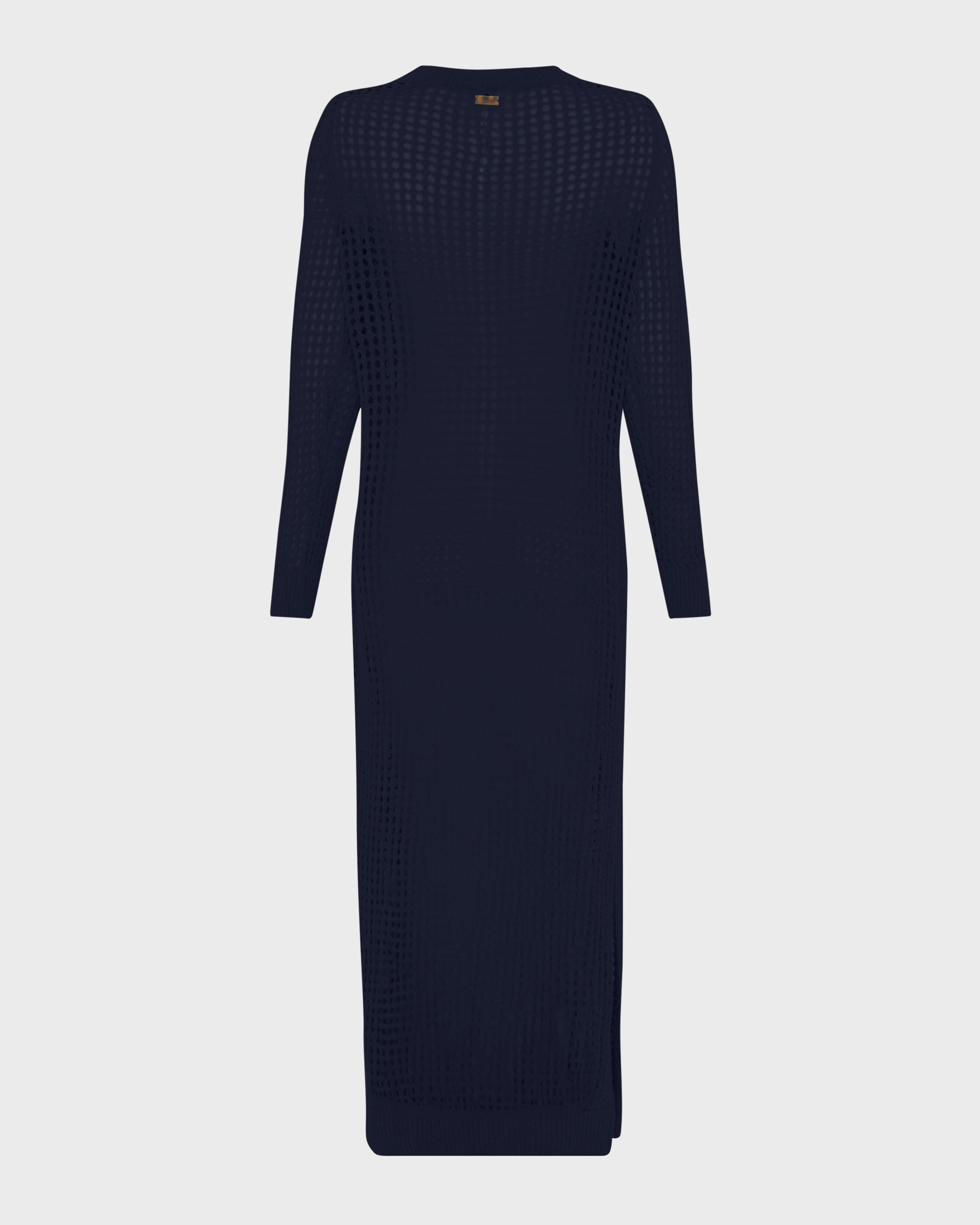 Vestito T-shirt donna all'uncinetto tinta unita BLU MARINE back view