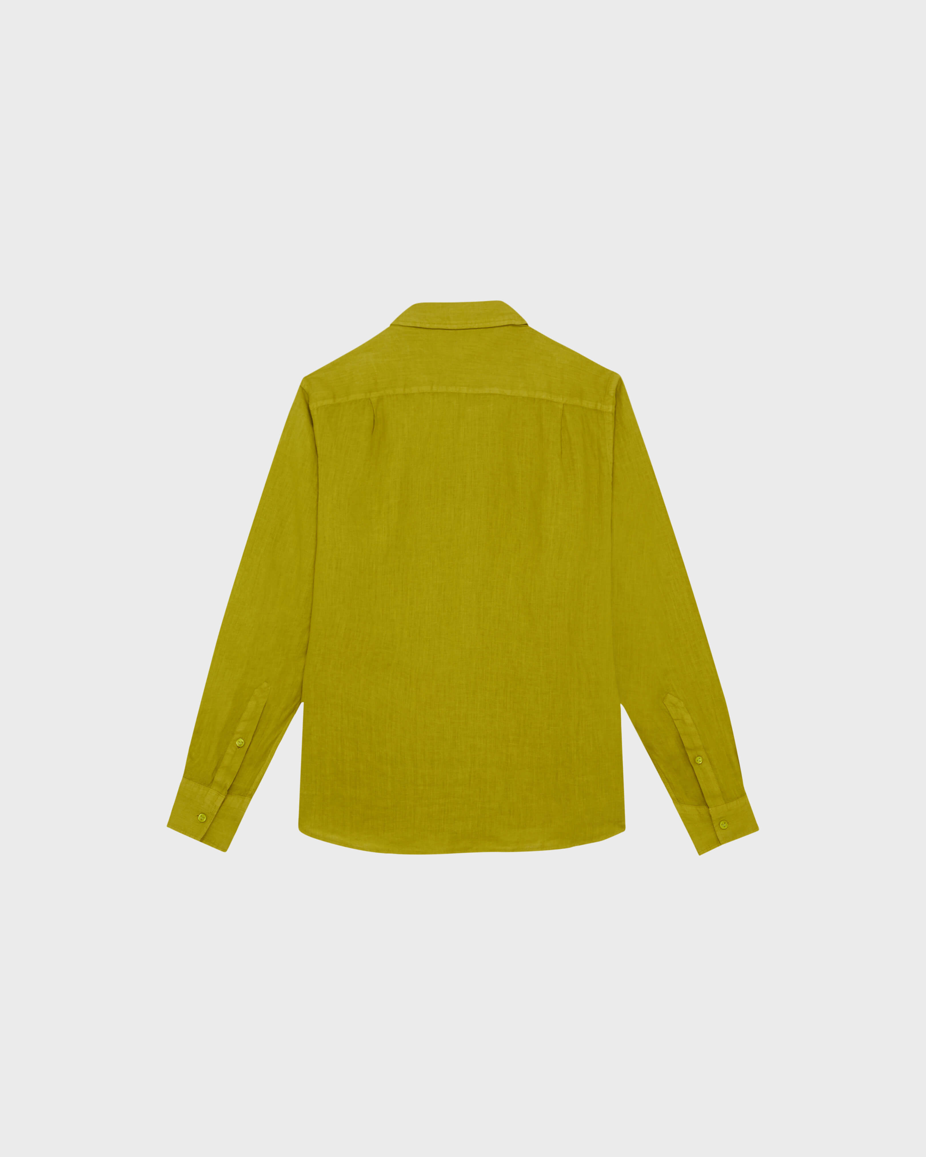 Camisa de lino lisa para hombre AJENJO back view