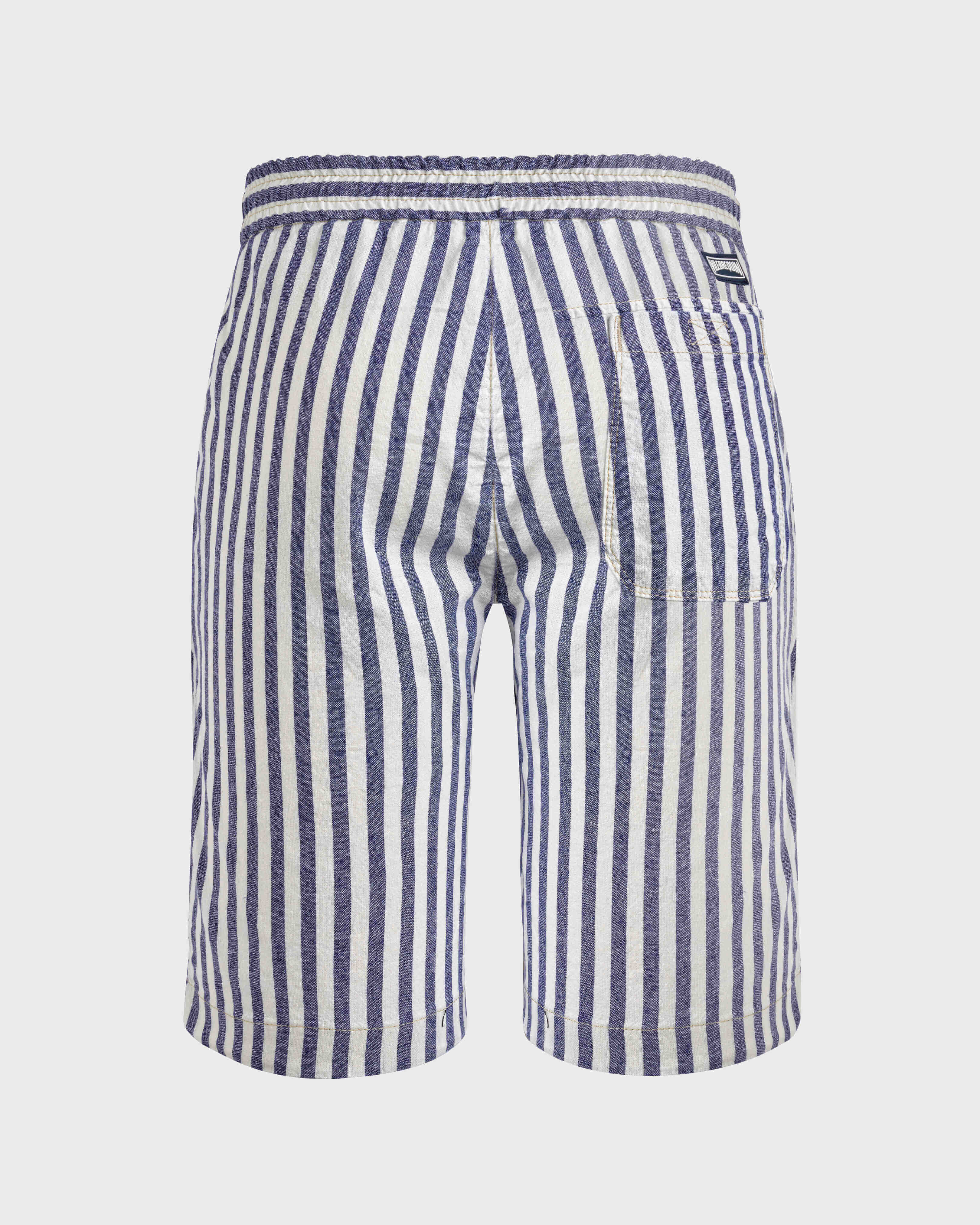Bermuda en coton et lin rayé homme MINUIT back view
