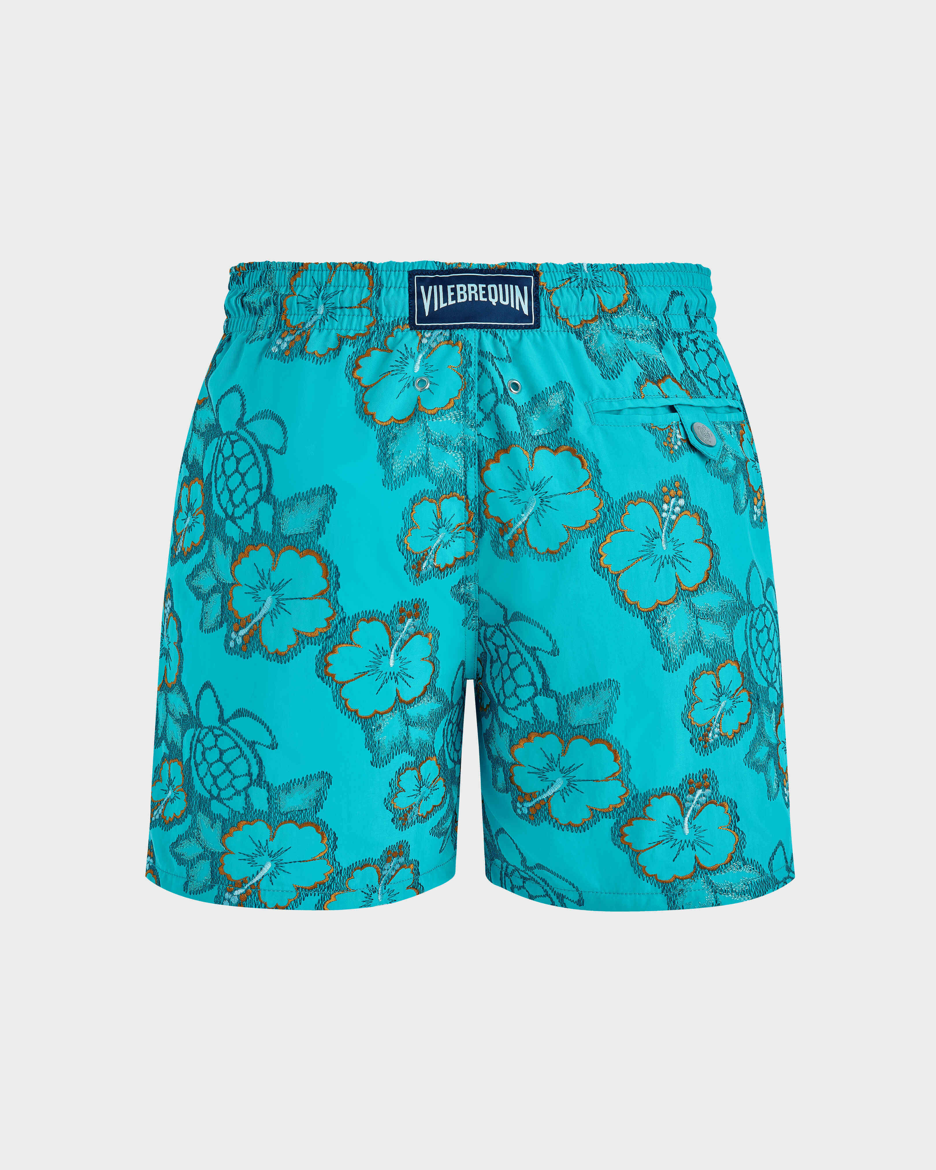 Men Swim Shorts Embroidered Hibiscus - Limited Edition BORA BORA back view