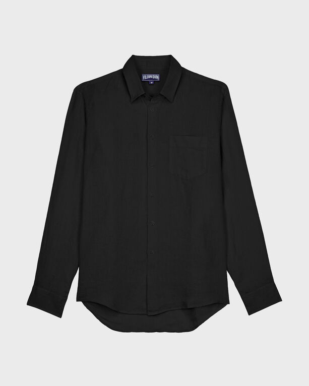 Vilebrequin - Men Linen Shirt Solid - Shirt - Caroubis - Black - Size M