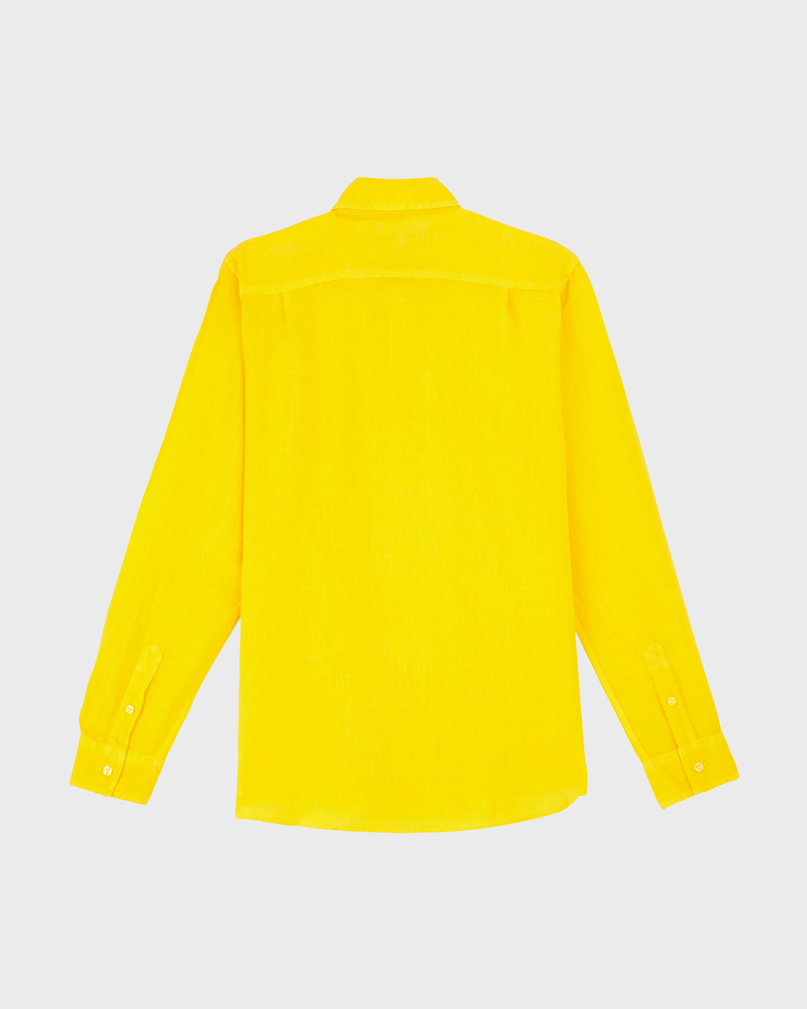 Men Linen Shirt Solid CORN back view