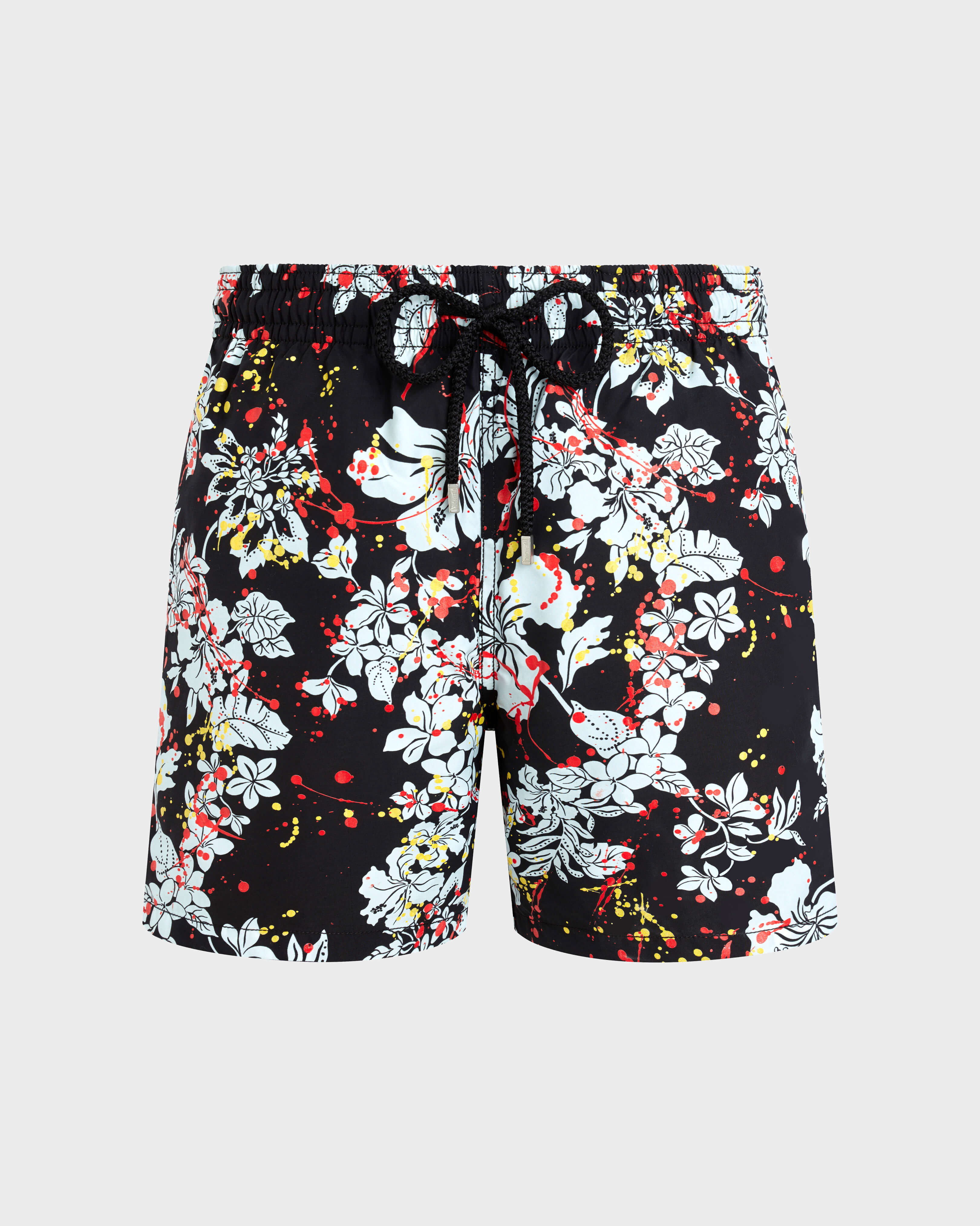 Men Swim Shorts Flower Splash - VBQ x Palm Angels BLACK front view
