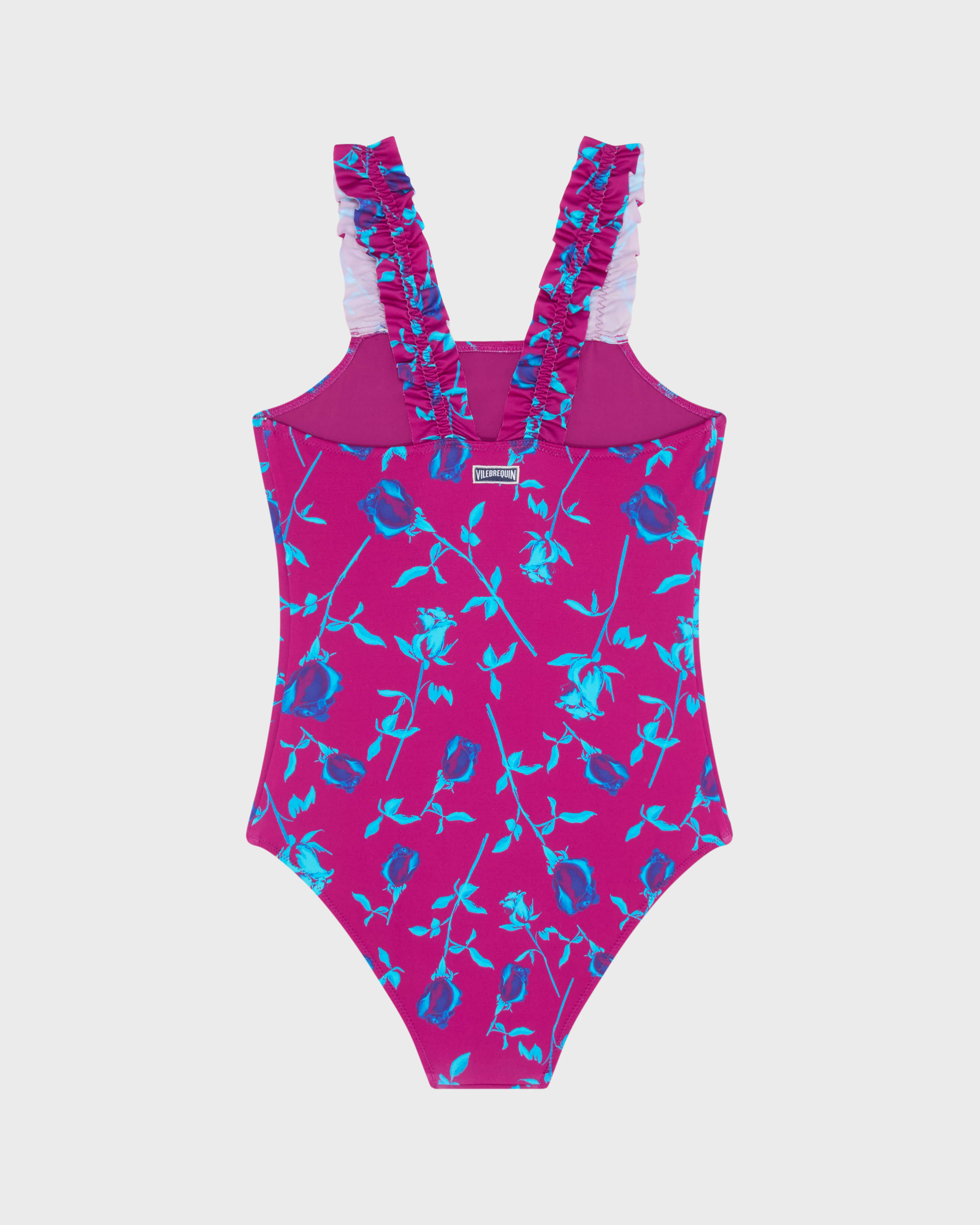 Bañador de una sola pieza con estampado Roses para niña MORADO back view