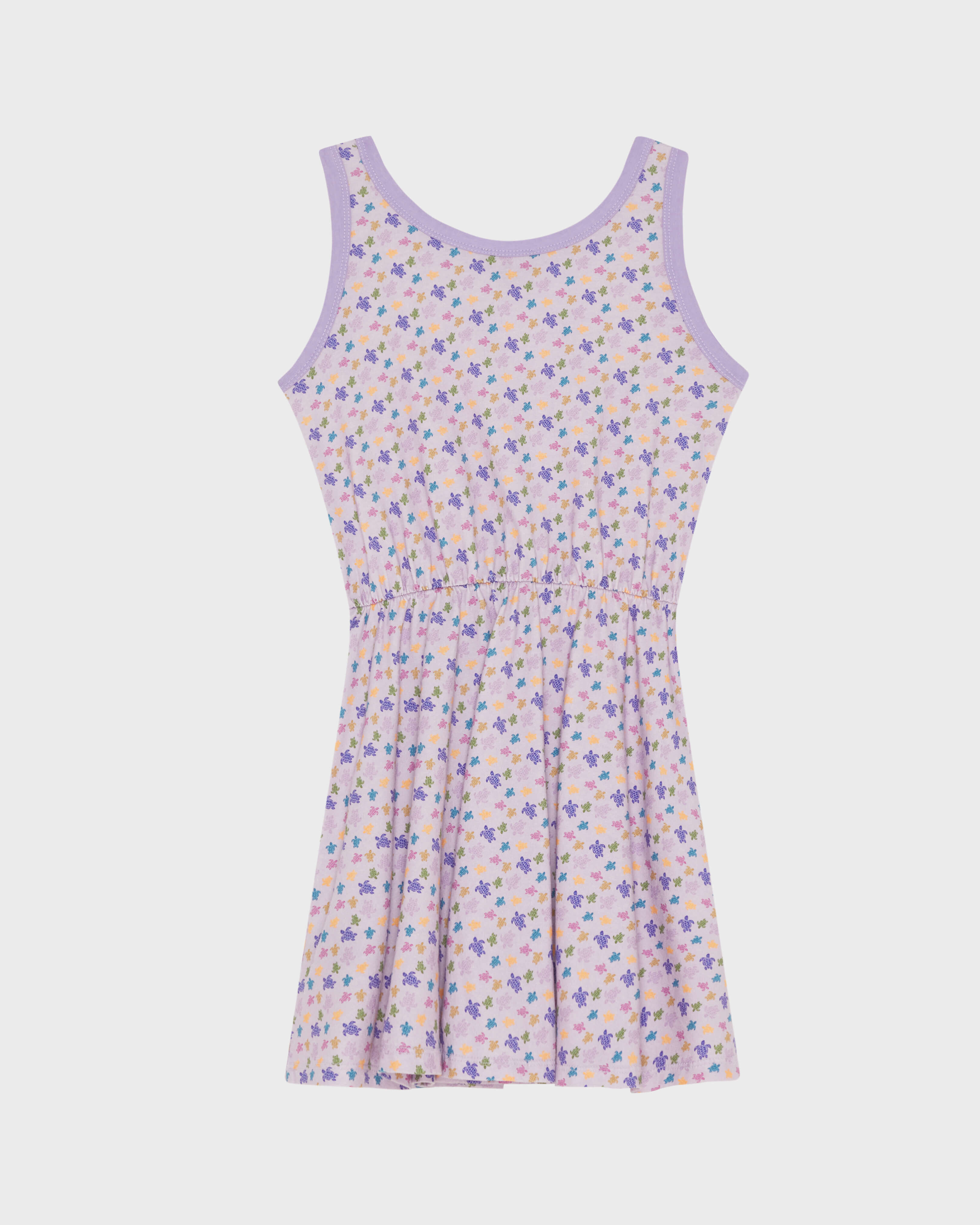 Vestido sin mangas de algodón orgánico con estampado Micro Ronde des Tortues para niña FLEUR back view