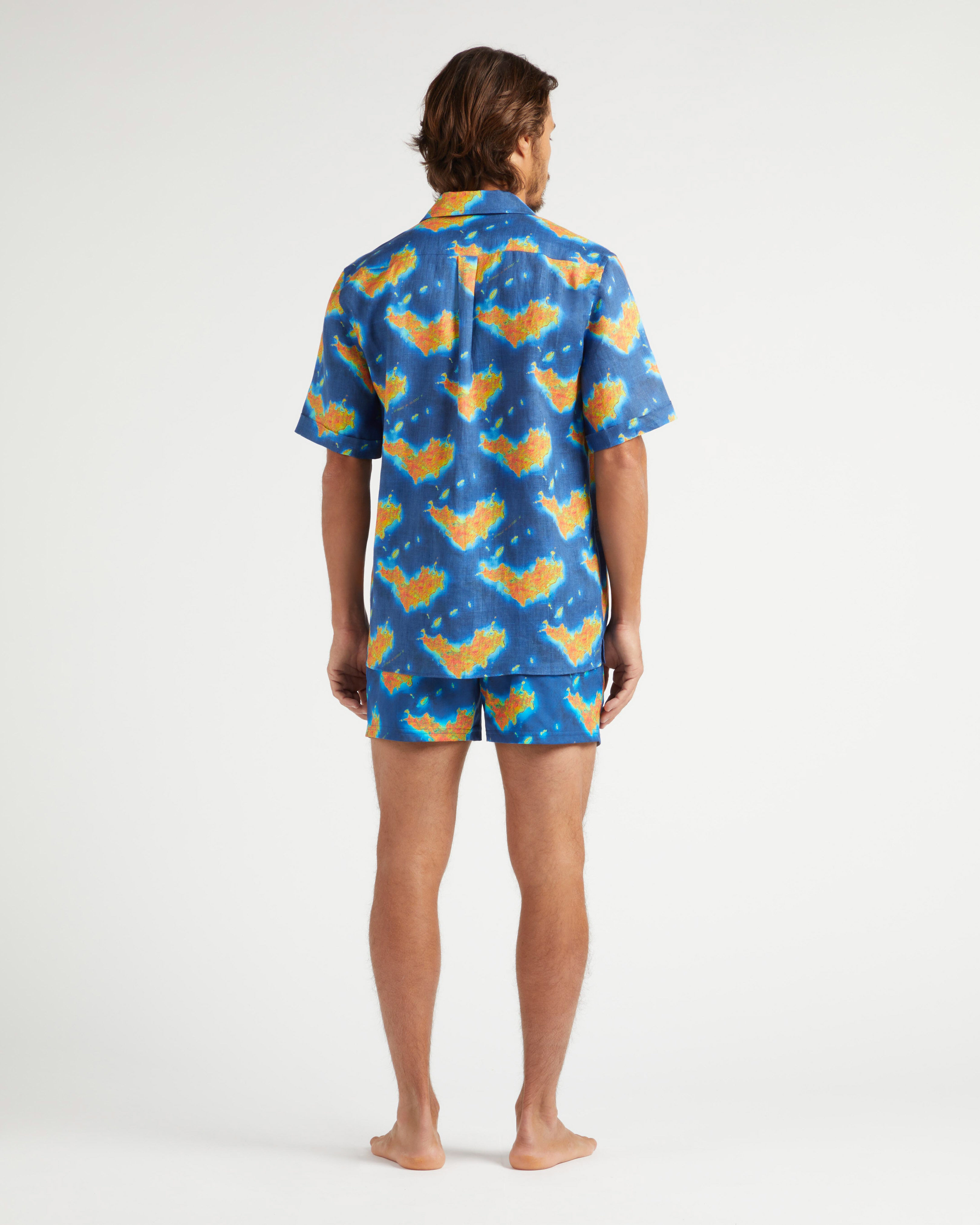 Men Linen Bowling Shirt Bathymétrie des Oceans St Barth PALACE backworn view