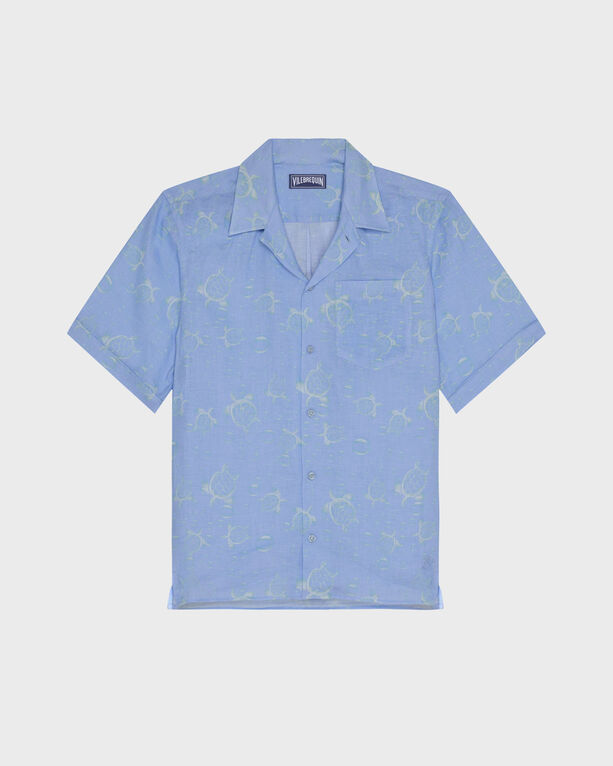 Vilebrequin - Men Linen Bowling Shirt Bubble 3d - Shirt - Charli - Blue - Size S