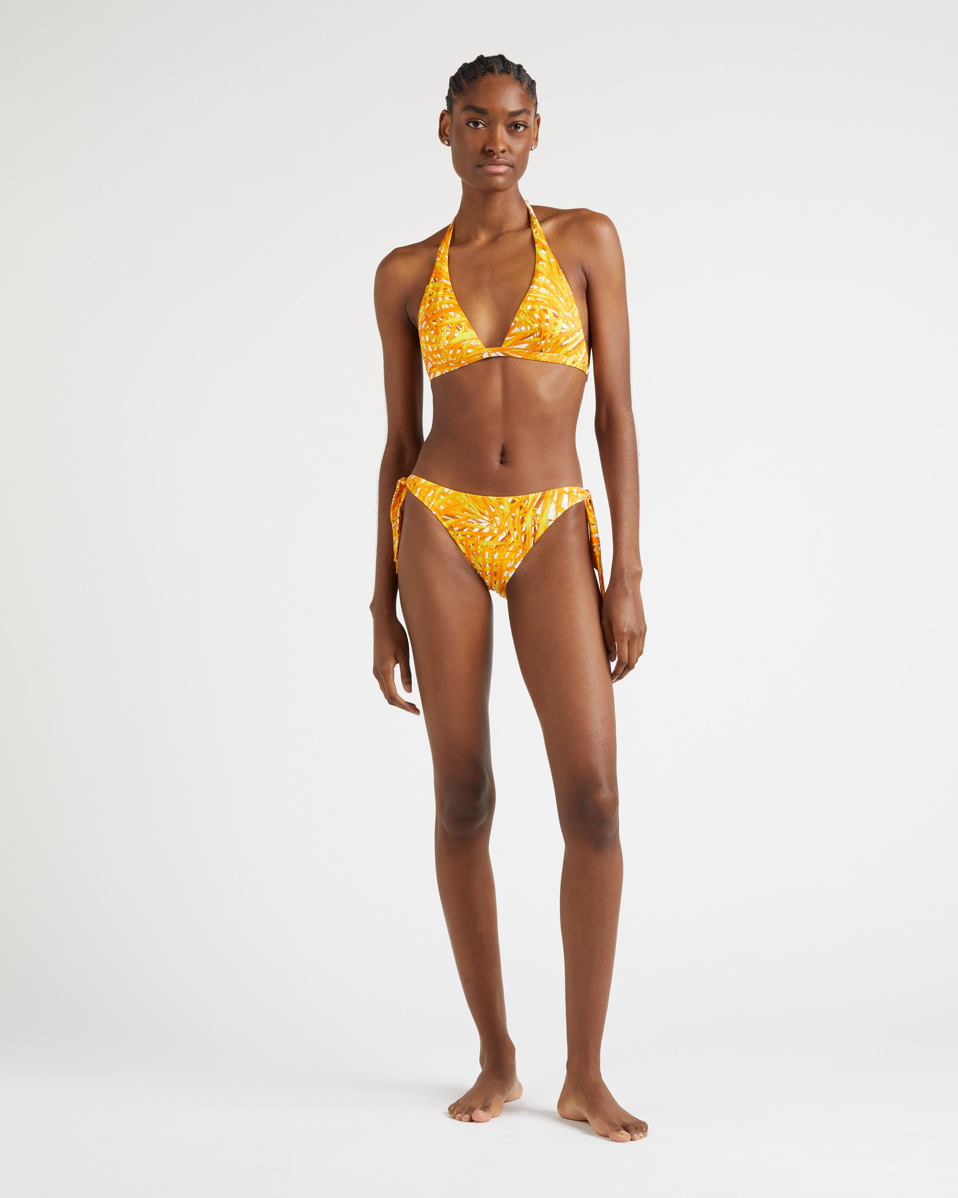 Women Side Tie Bikini Bottom Palm Leaves MANGO frontworn view