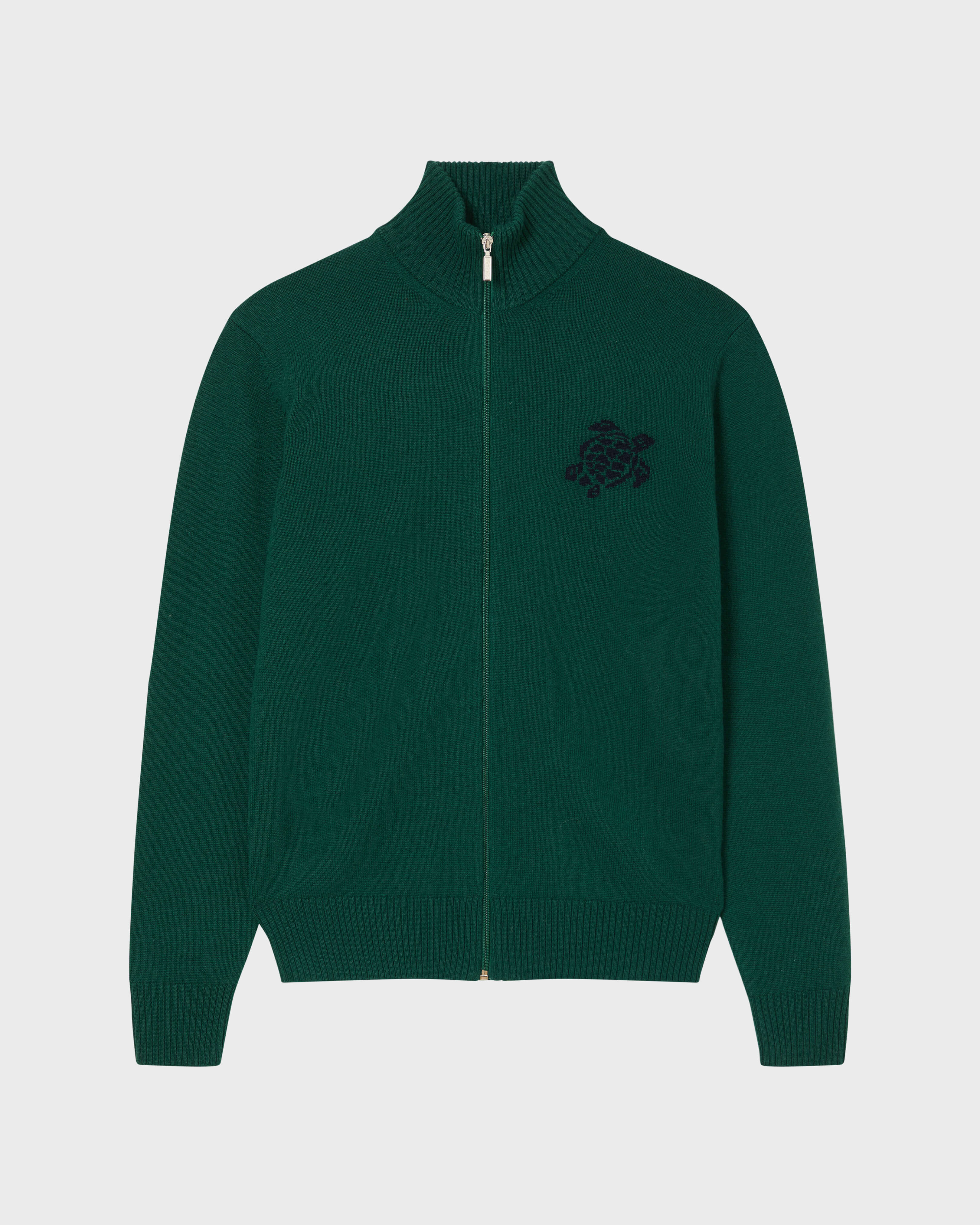 Sudadera de lana y cachemir con cremallera integral y estampado Turtle para hombre TROPICAL front view