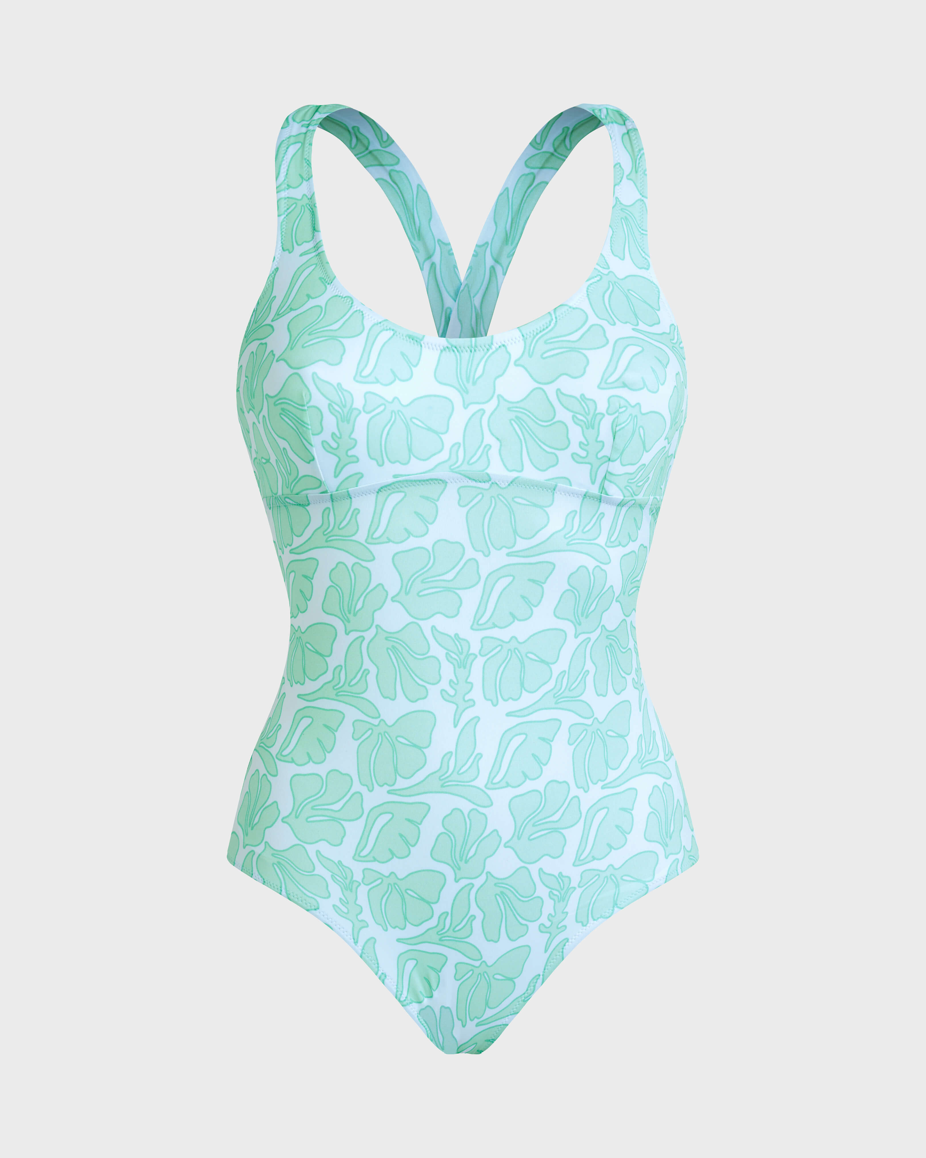 Maillot de bain une pièce bretelles croisées femme Seashells BLANC front view