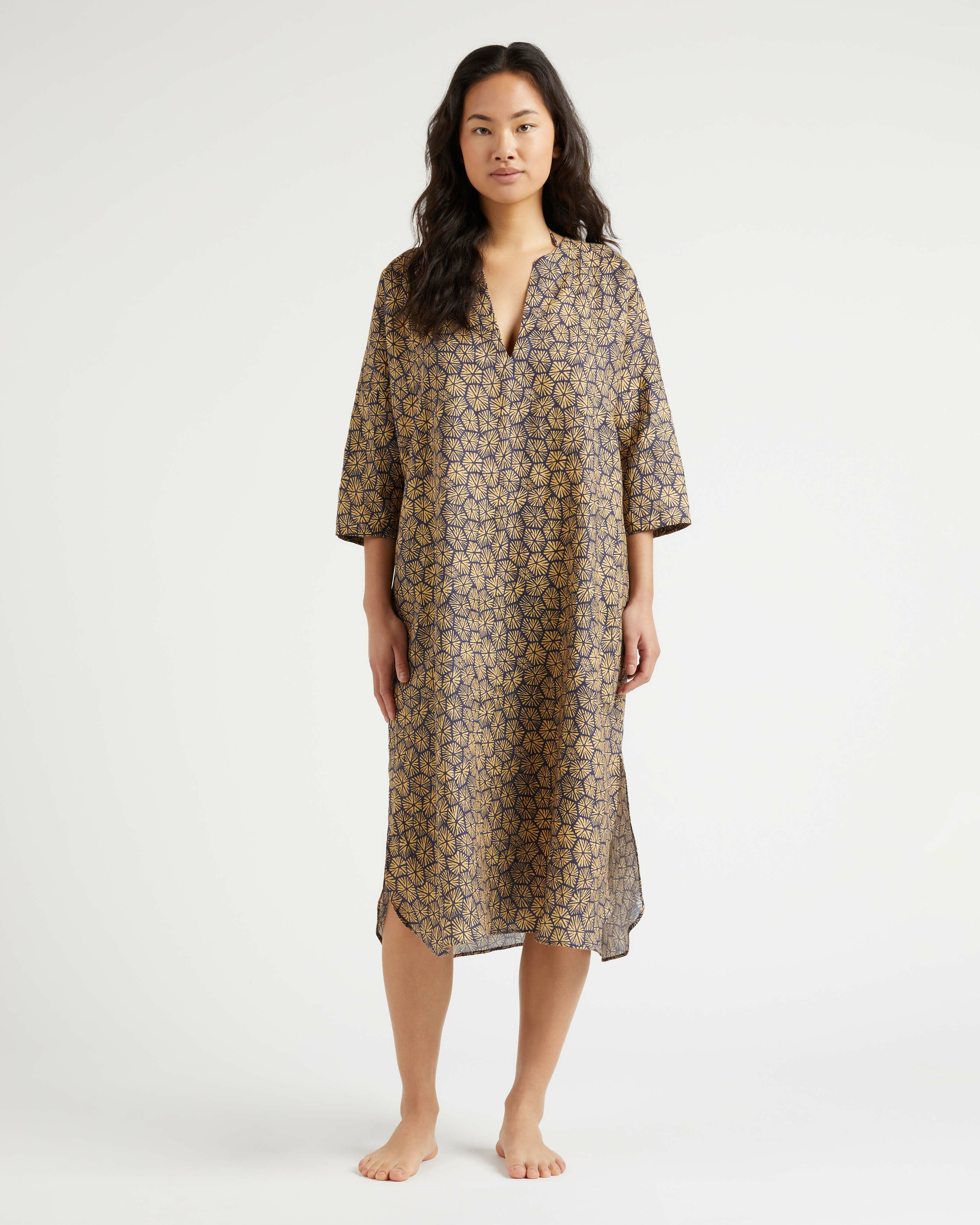 Women Linen Cover-Up Carapaces NAVY frontworn view