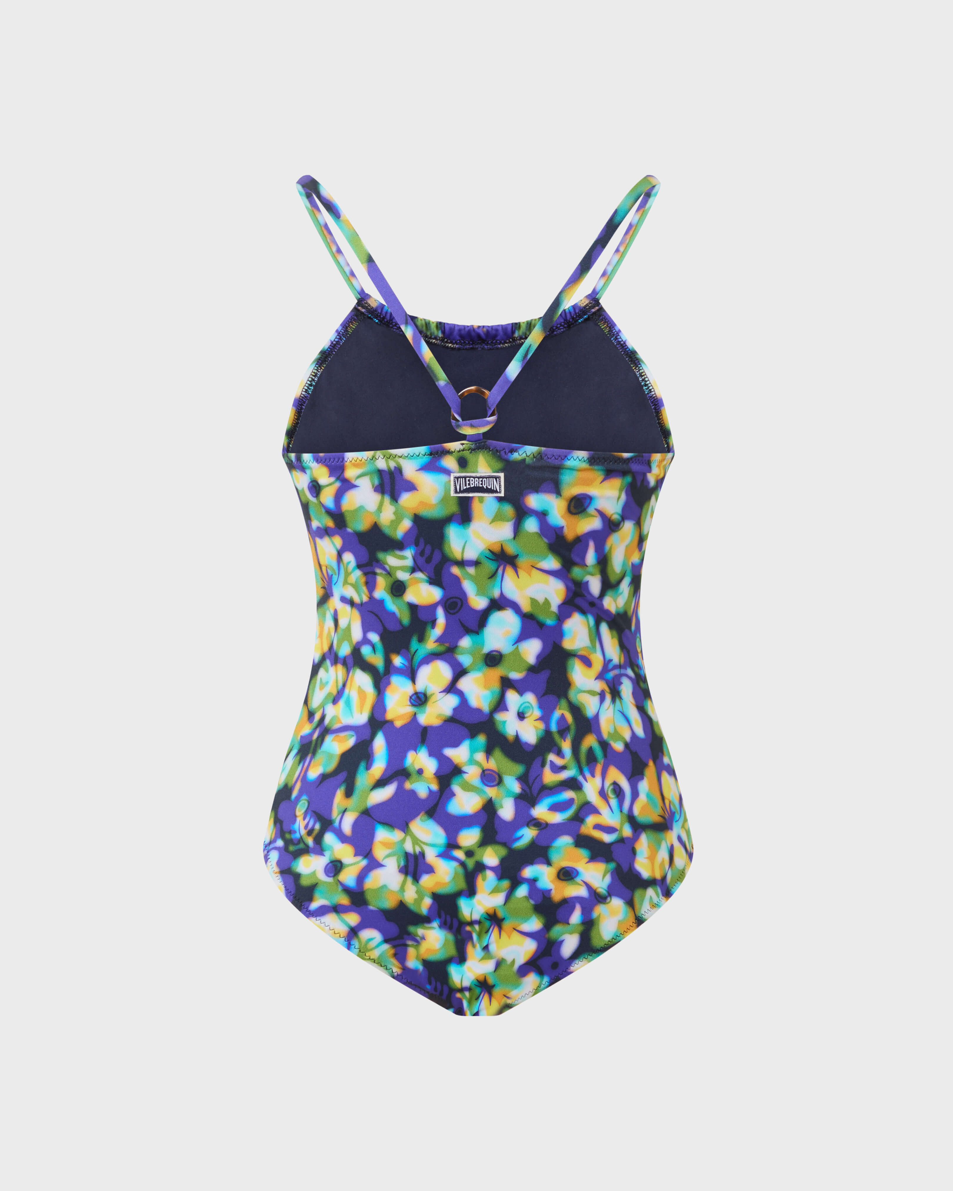 Maillot de bain une pièce fille Frangipanier Trouble BLEU MARINE back view