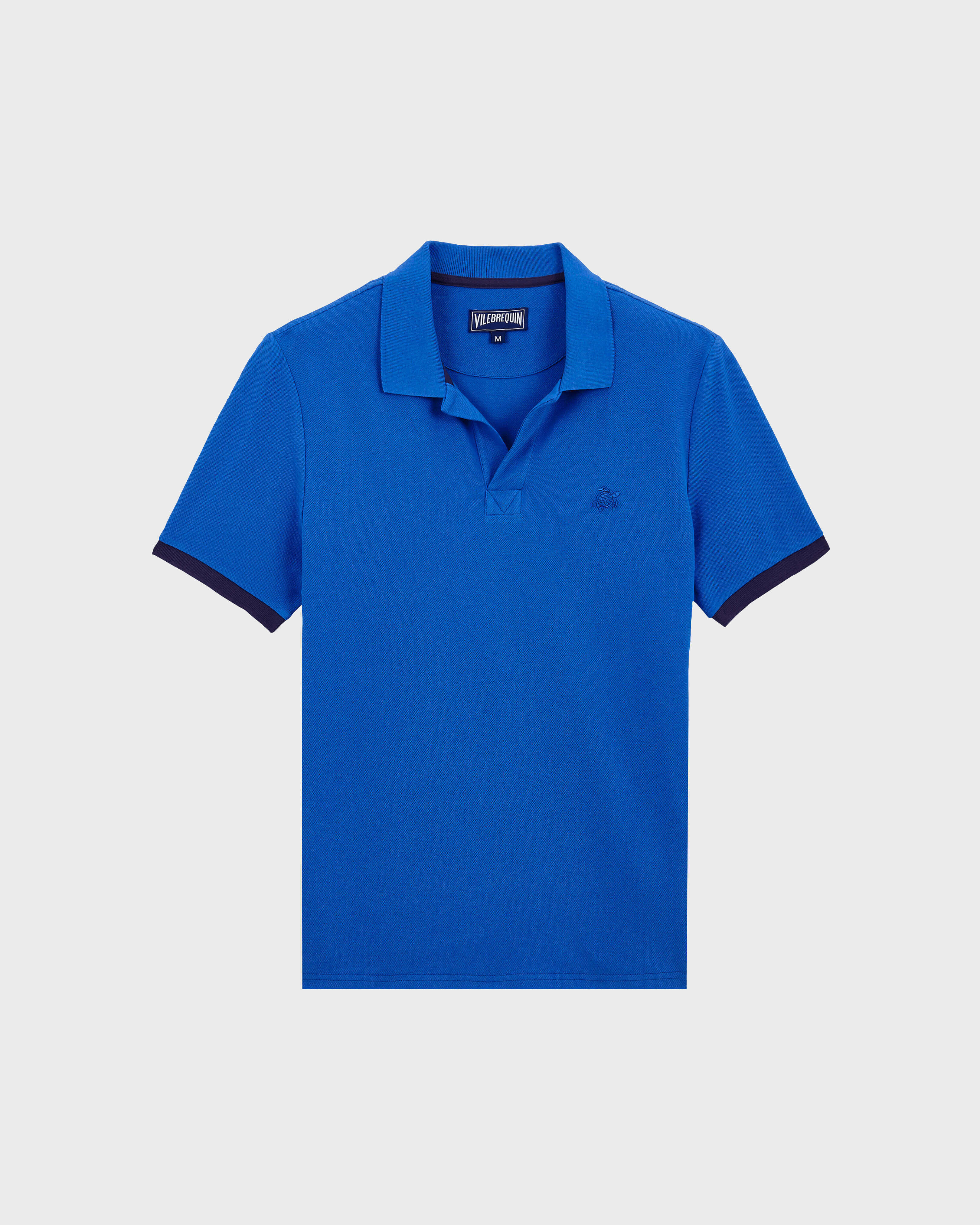 Polo de algodón liso para hombre AZUL ULTRAMAR front view