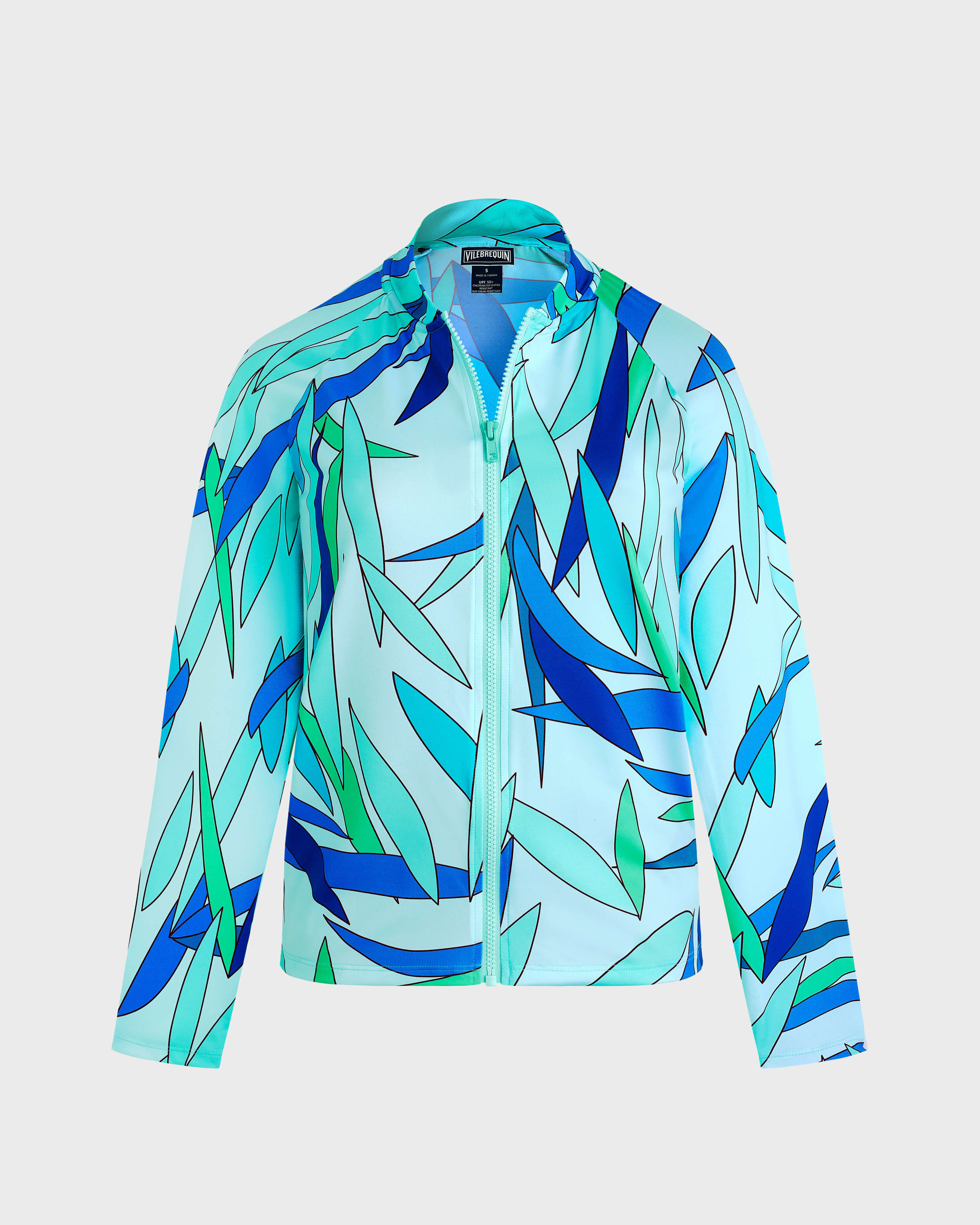 Camiseta de baño de manga larga con cremallera y protección solar con estampado Madrague para mujer THALASSA front view