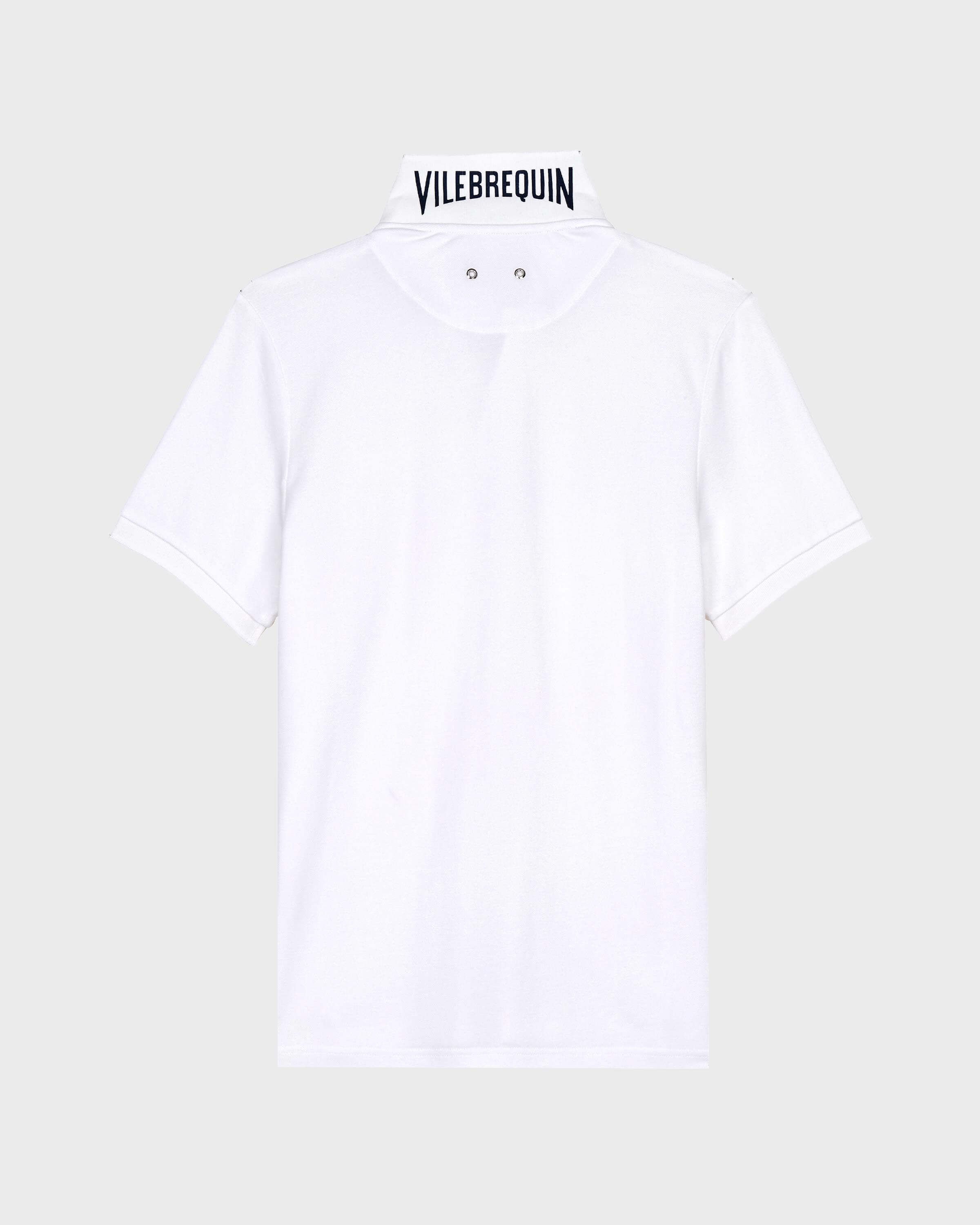 Men Organic Cotton Pique Polo Shirt Solid WHITE back view