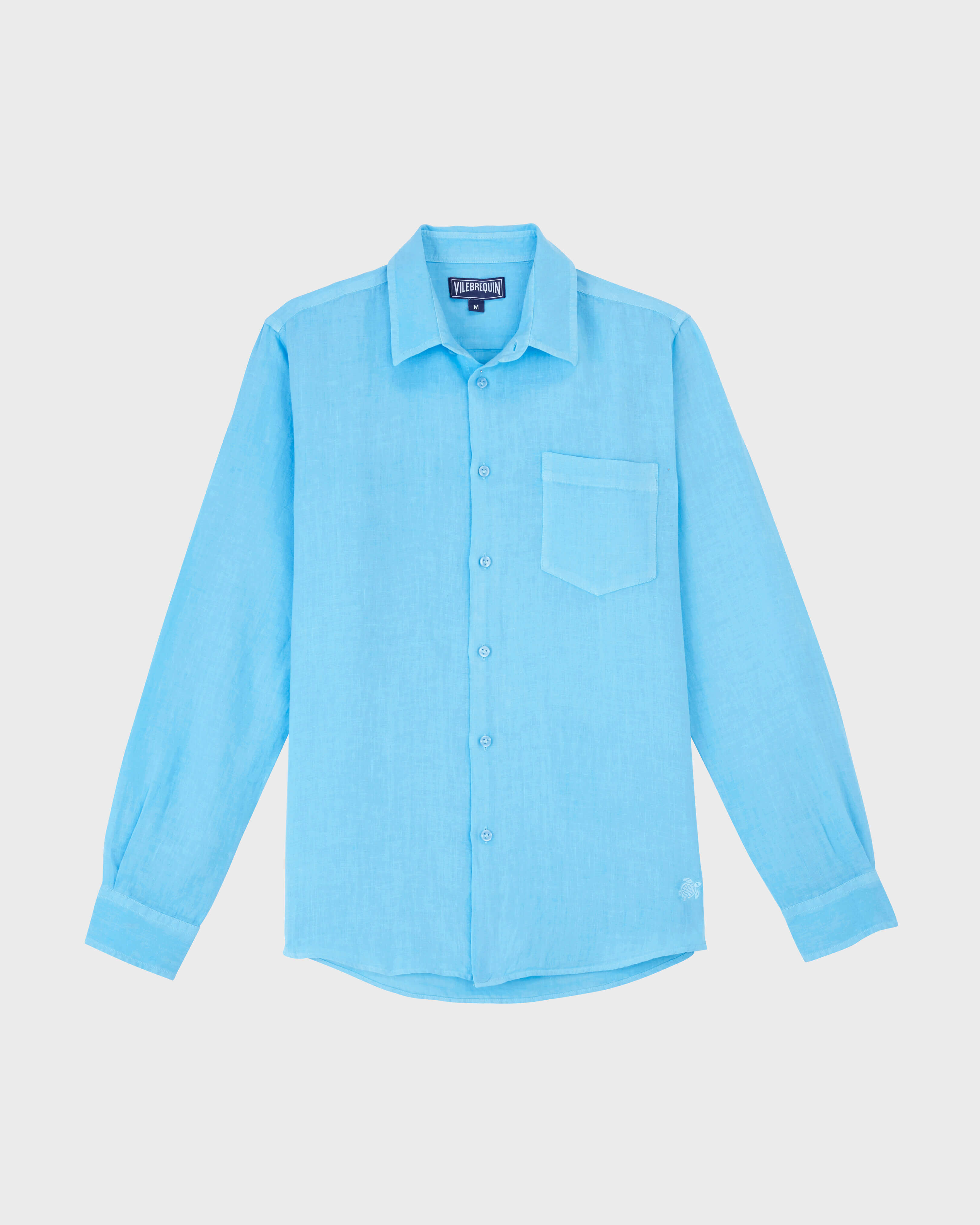 Camicia uomo in lino tinta unita SANTORINI front view