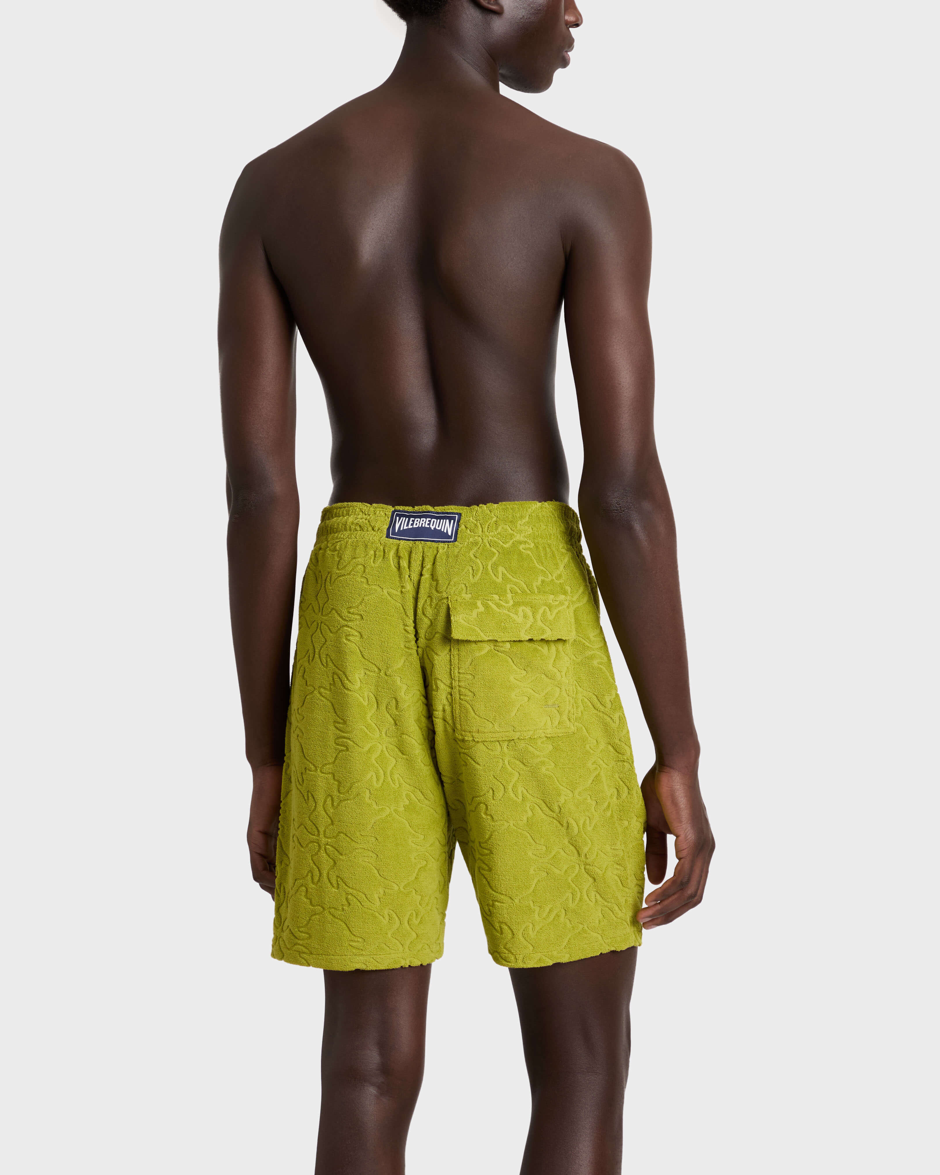 Men Terry Bermuda Shorts Turtles Net Jacquard WORMWOOD backworn view