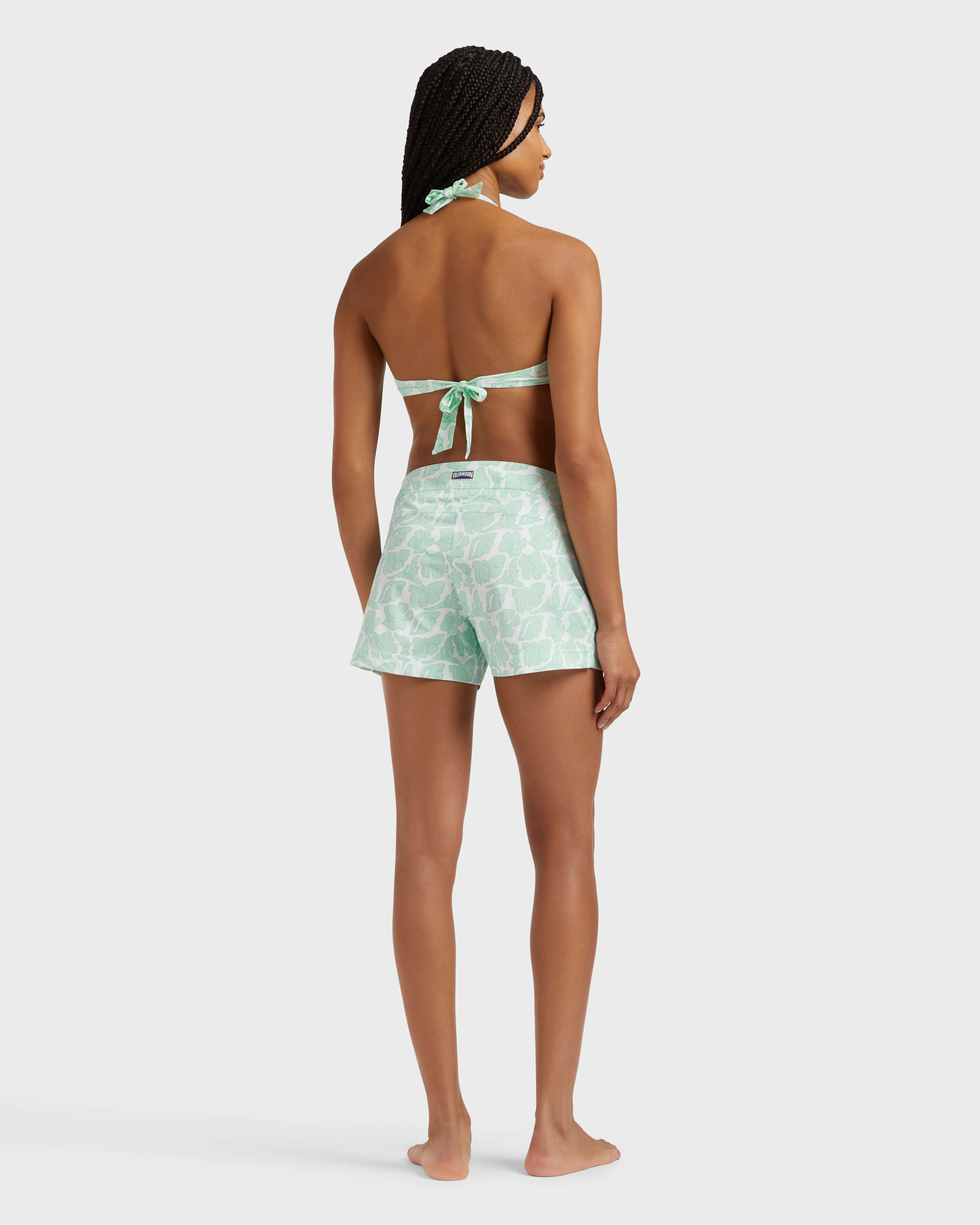Costume da bagno donna con cintura piatta Seashells BIANCO backworn view