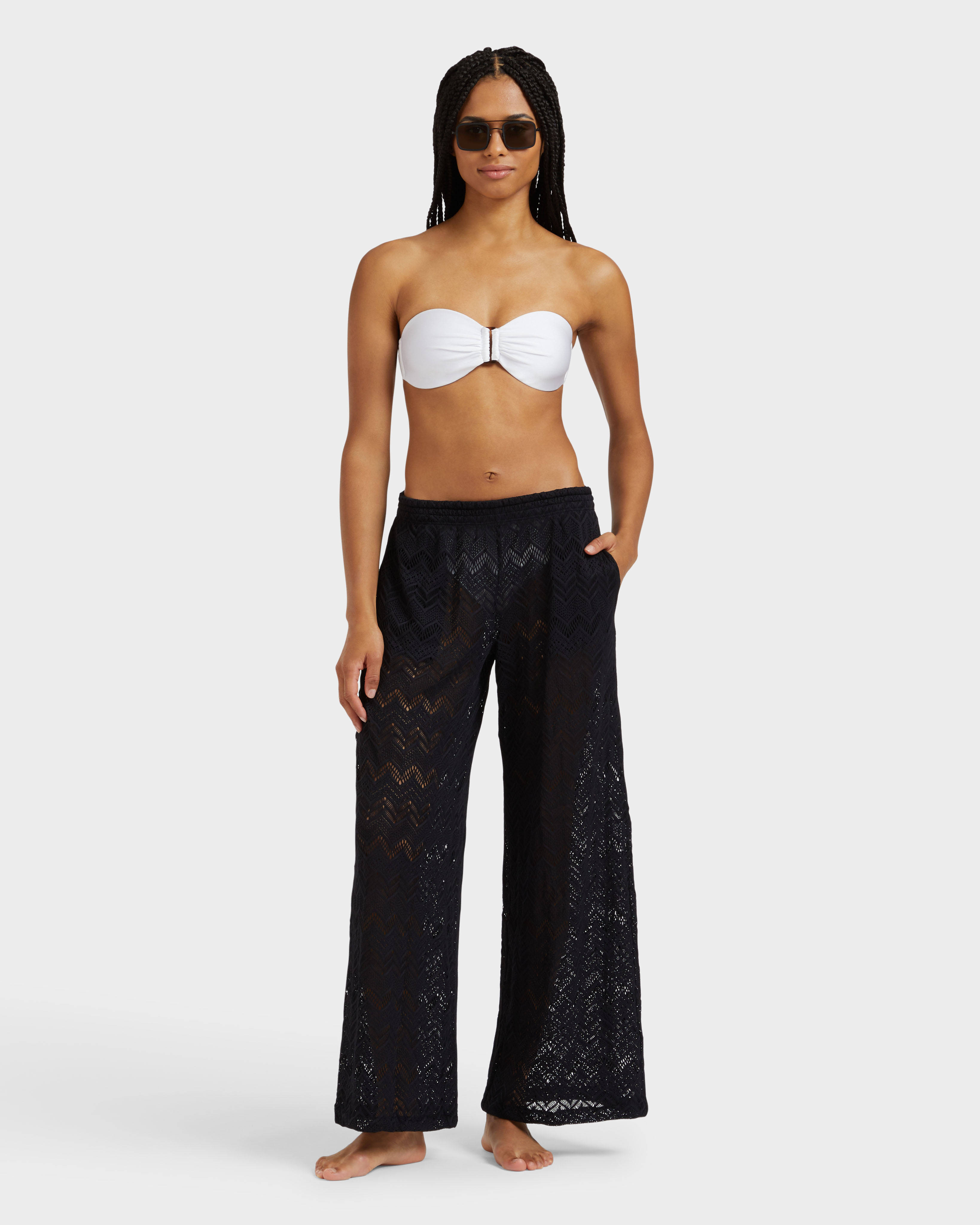 Women Mesh Wide-Leg Pants BLACK supp1 view
