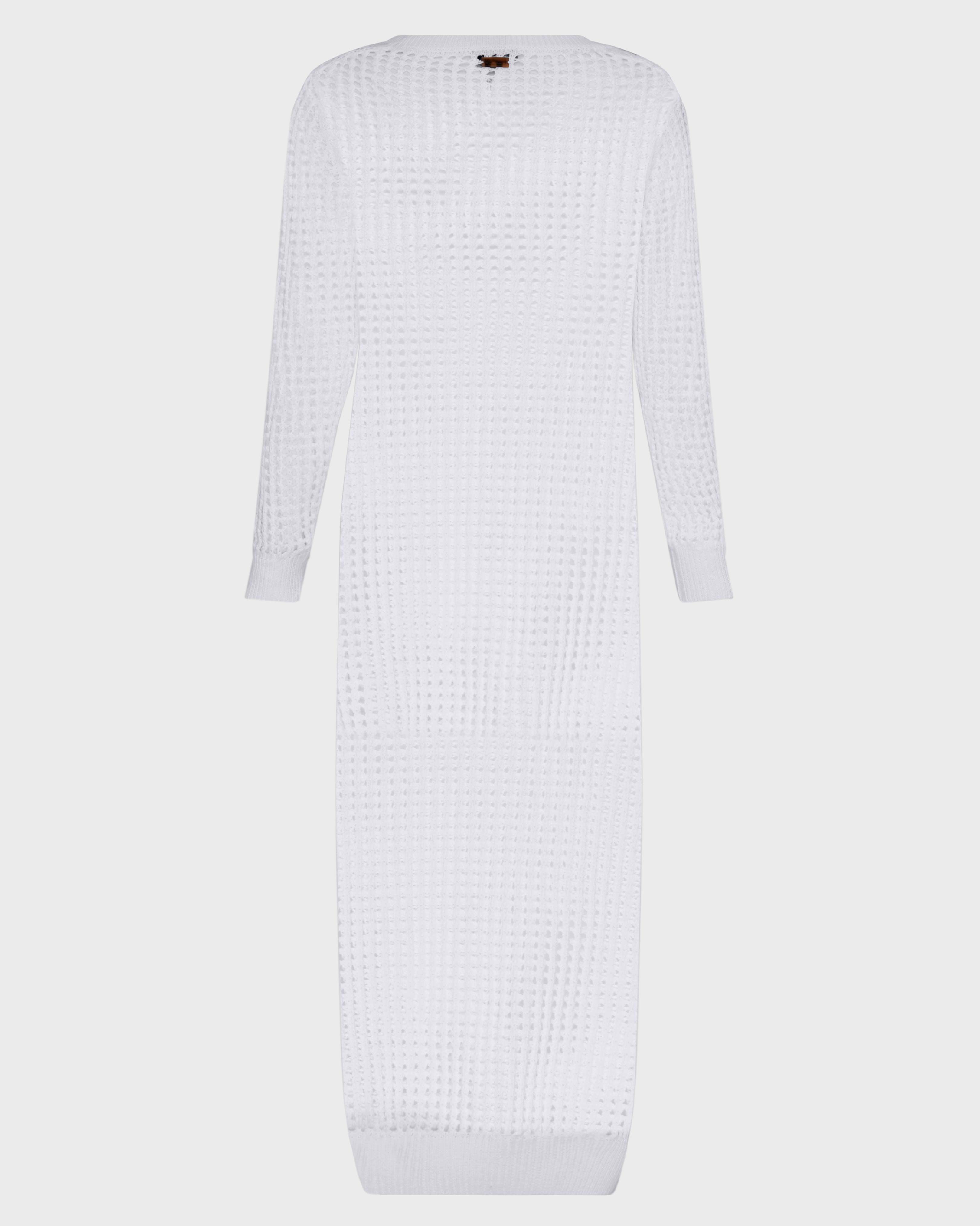 Robe en crochet femme unie BLANC back view