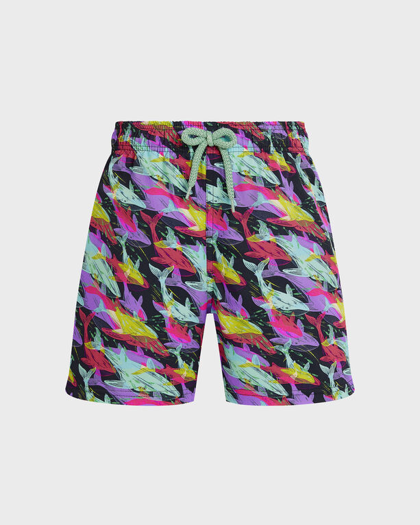 Vilebrequin - Boys Stretch Swim Shorts Whales Offset - Swimwear - Jirise - Blue - Size 12
