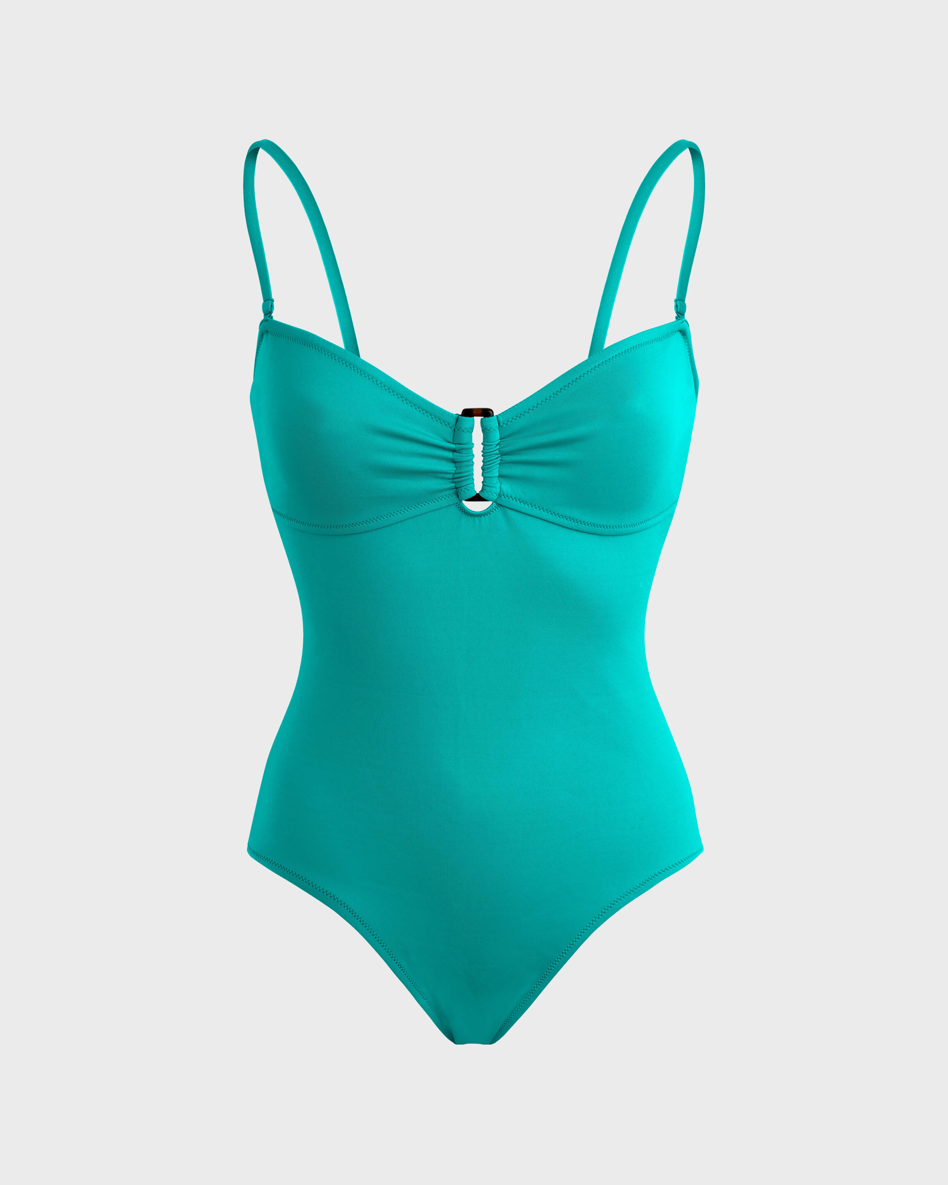 Women One-piece Swimsuit Solid DISCO GREEN front view